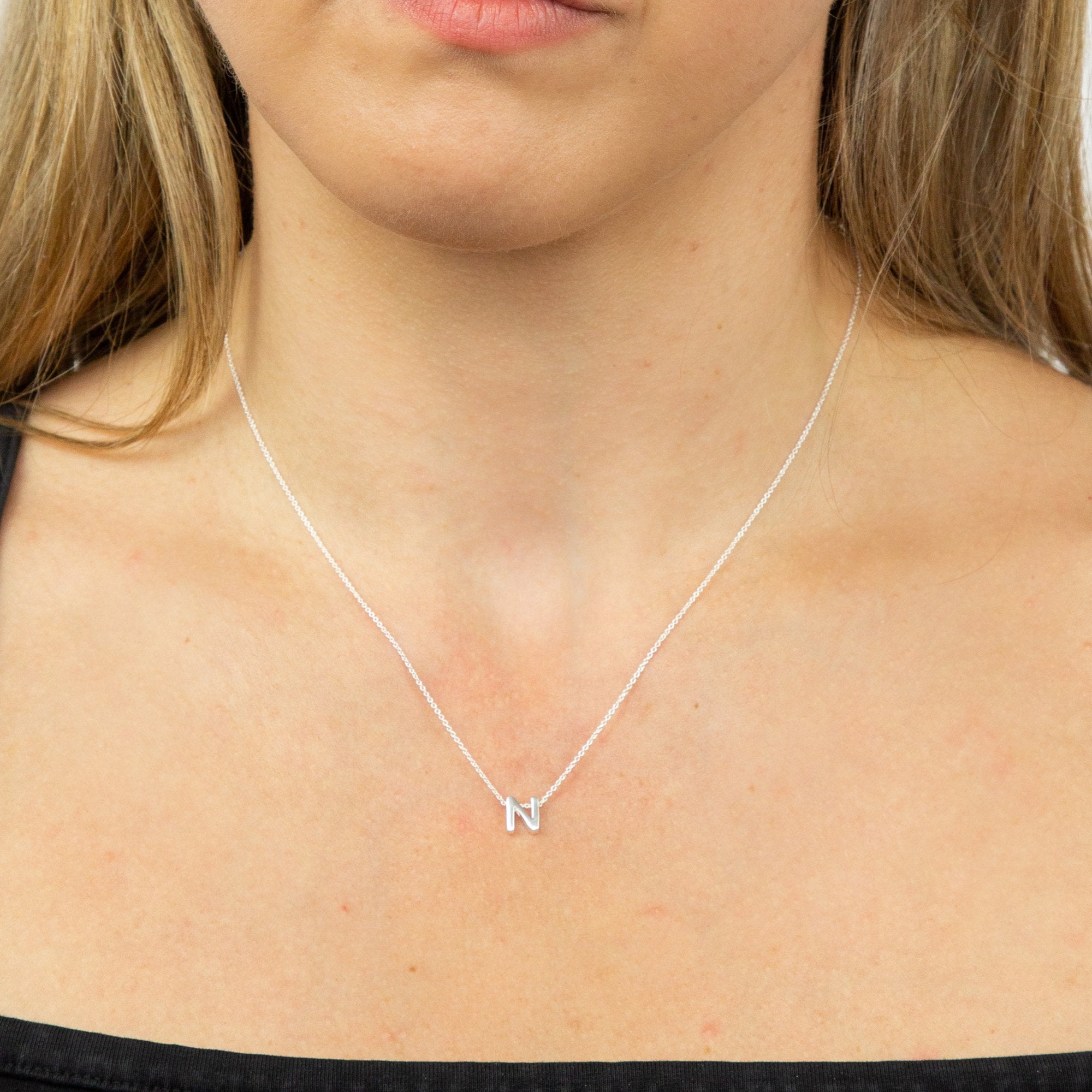 Sterling Silver Letter N Necklace