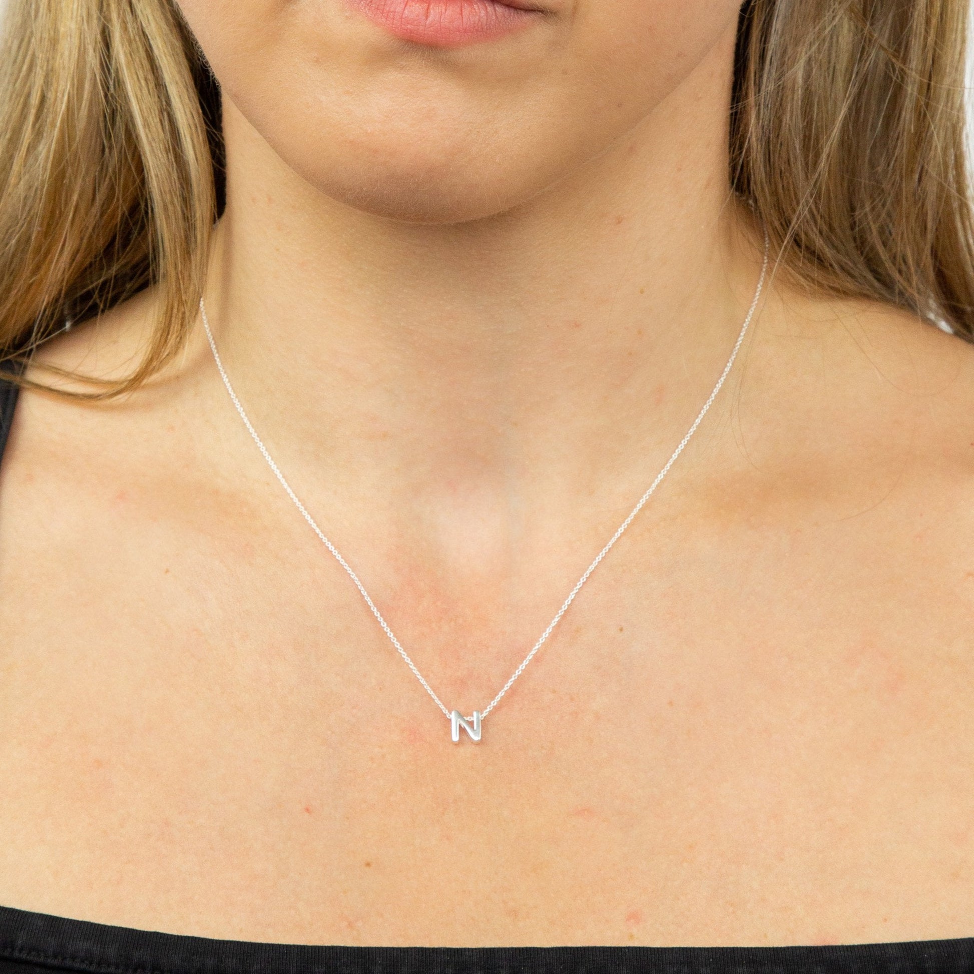 Sterling Silver Letter N Necklace