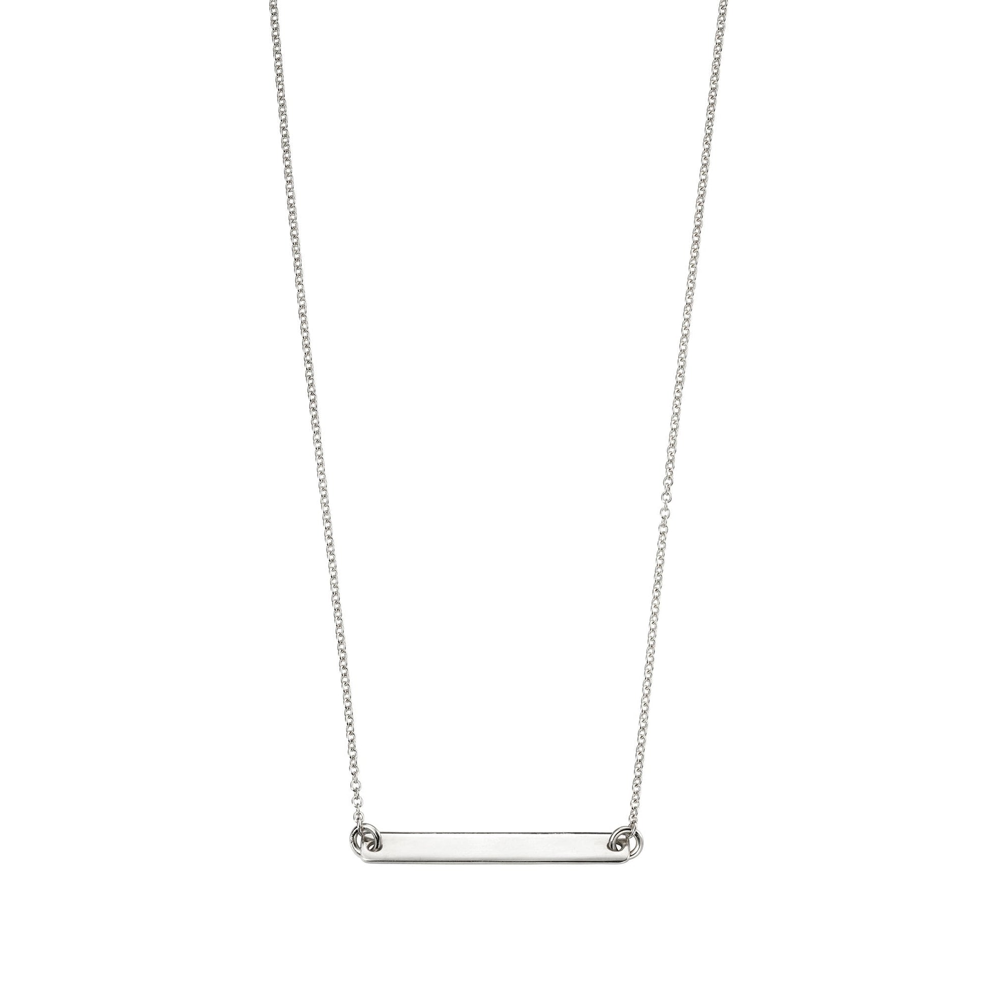 Silver Trace Chain Necklace with ID Bar, 42cm + 5cm Extender