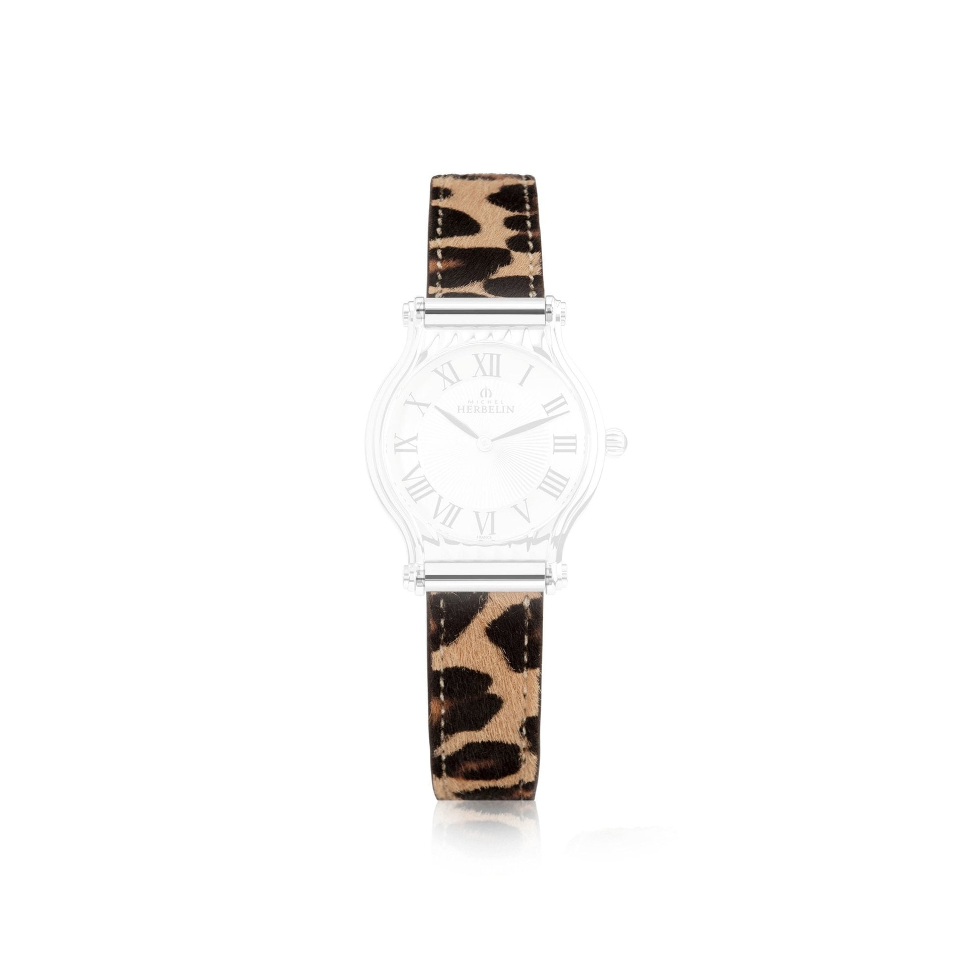 Antarès Calf Leather Pony Leopard Print Watch Strap - Steel Edition