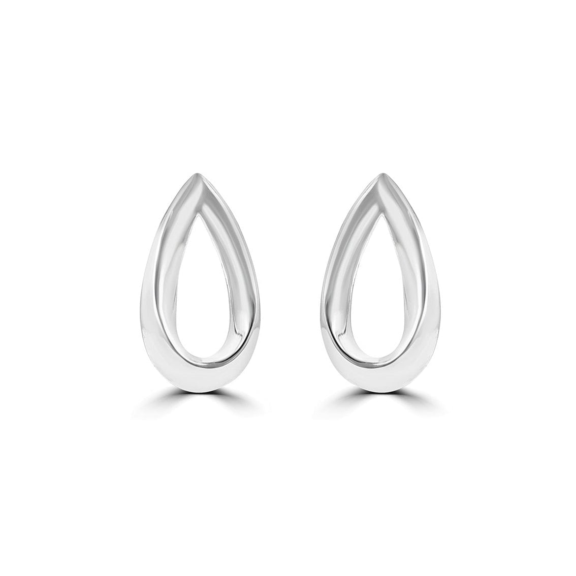 Silver Twisted Open Pear Shape Stud Earrings