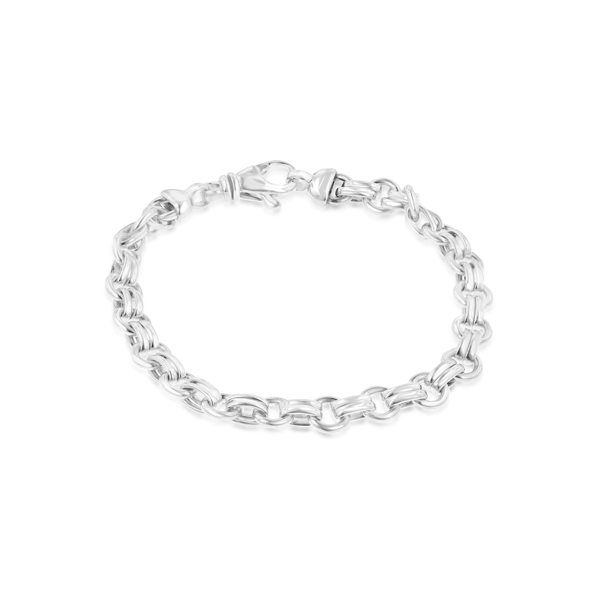 Ladies Silver Small Bars & Circles Bracelet- 19.5cm