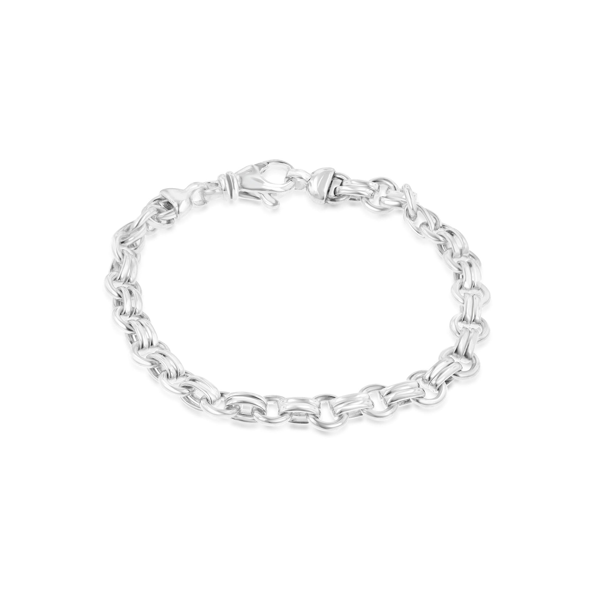 Ladies Silver Small Bars & Circles Bracelet- 19.5cm
