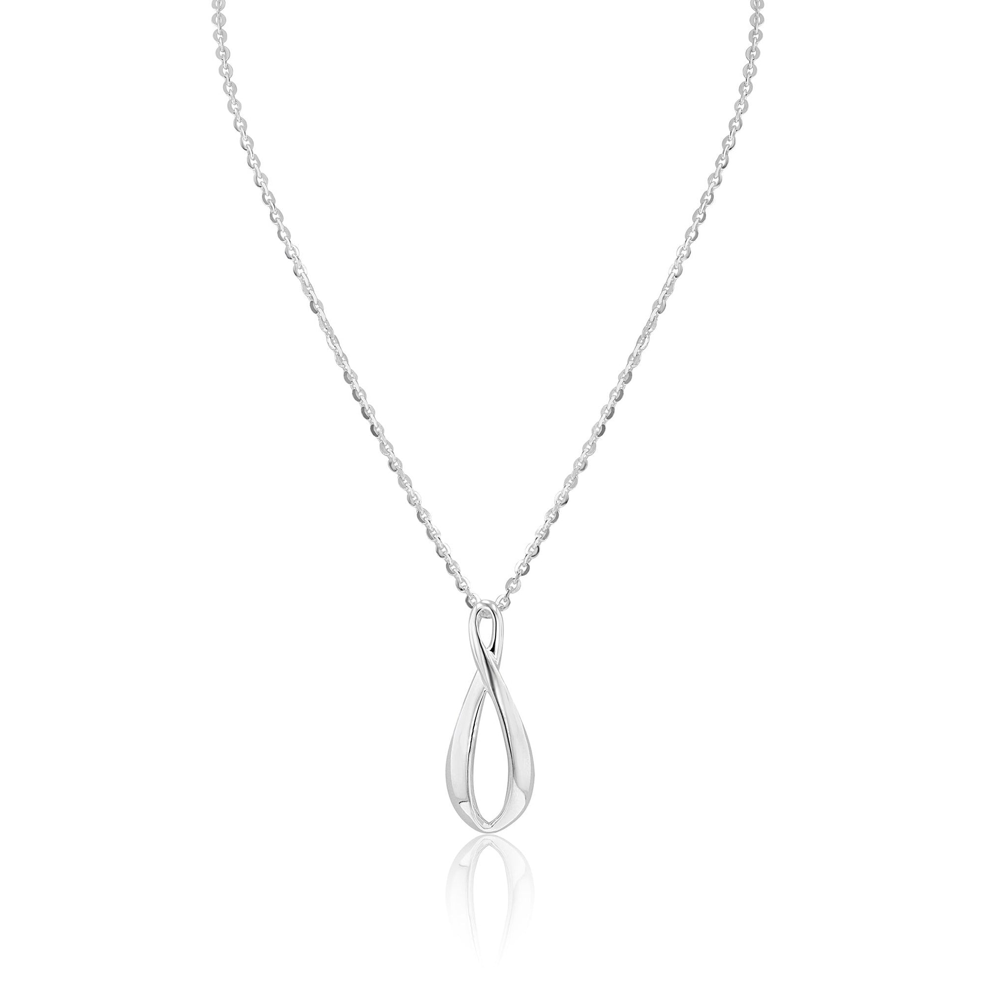 Silver Elongated Figure of Eight Pendant with 18" Chain