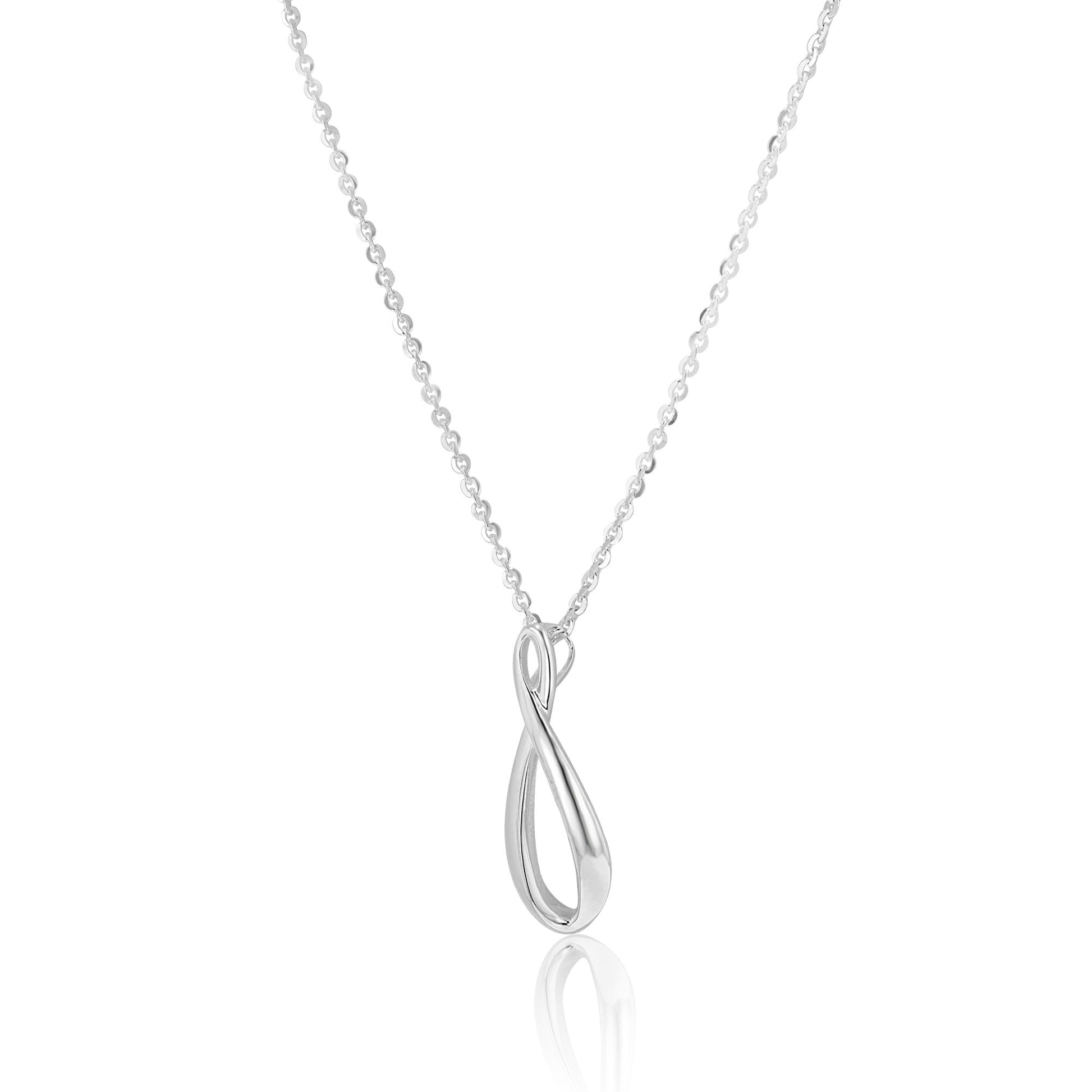 Silver Elongated Figure of Eight Pendant with 18" Chain