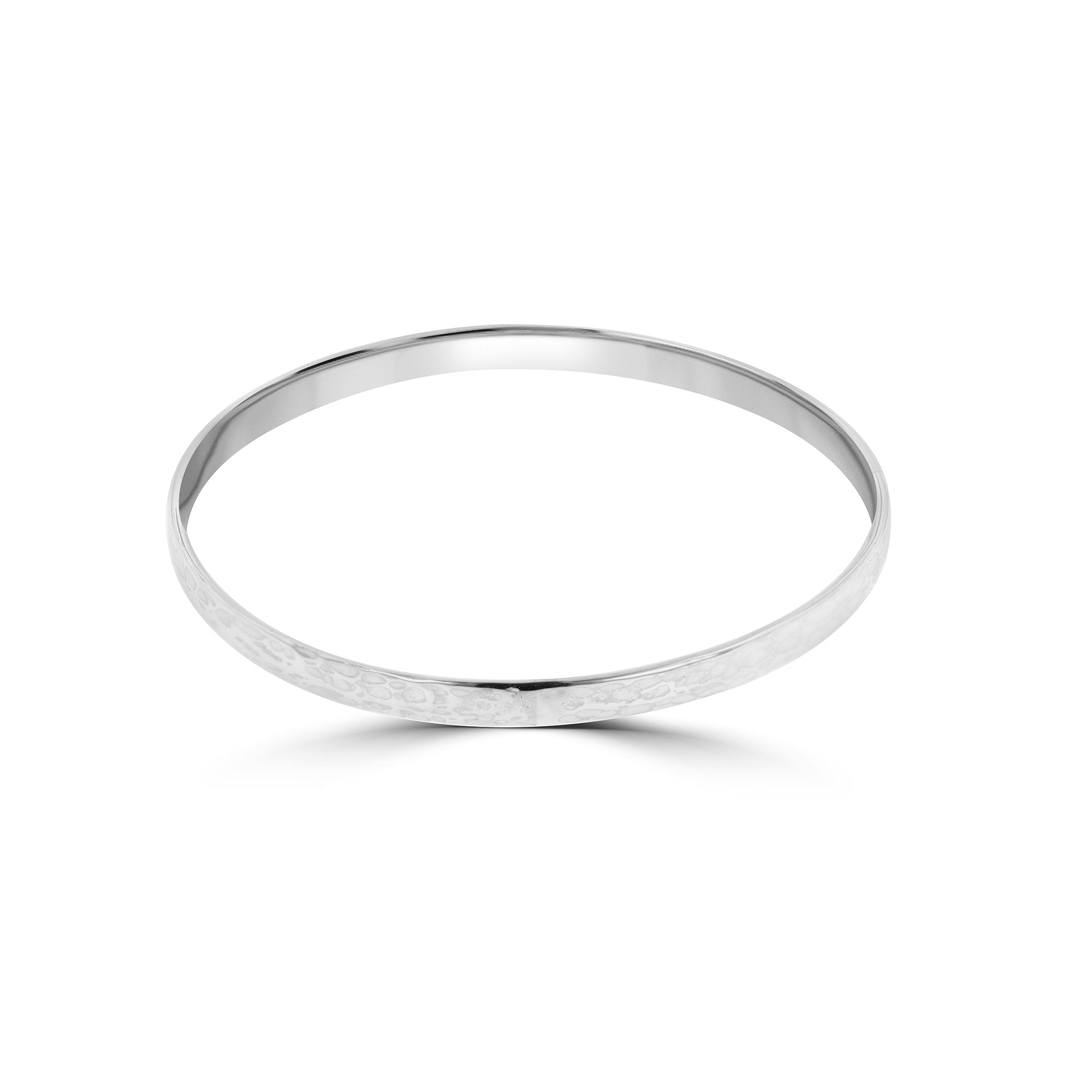 Handmade Sterling Silver Hammered Finish Oval Bangle