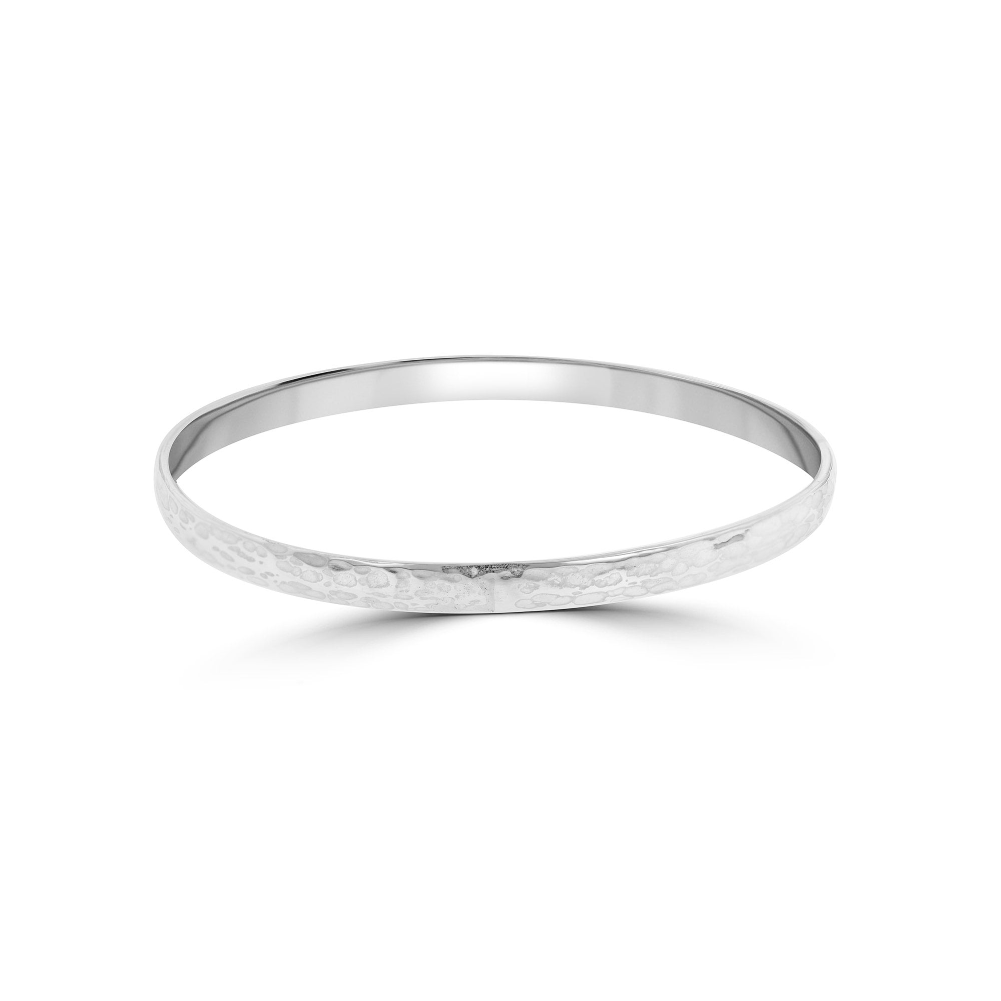 Handmade Sterling Silver Hammered Finish Oval Bangle