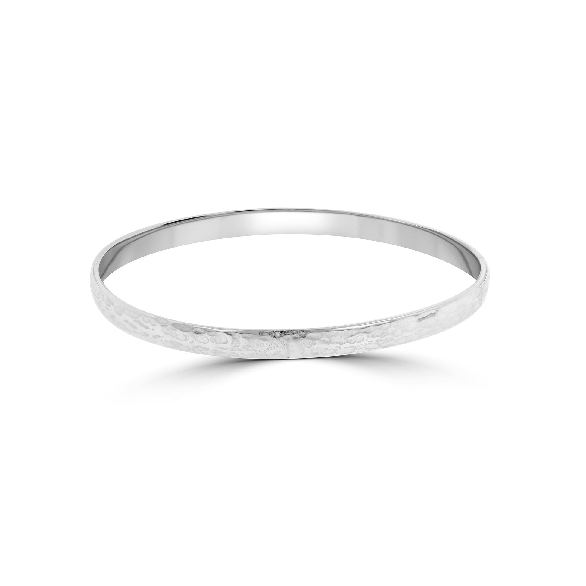 Handmade Sterling Silver Hammered Finish Oval Bangle