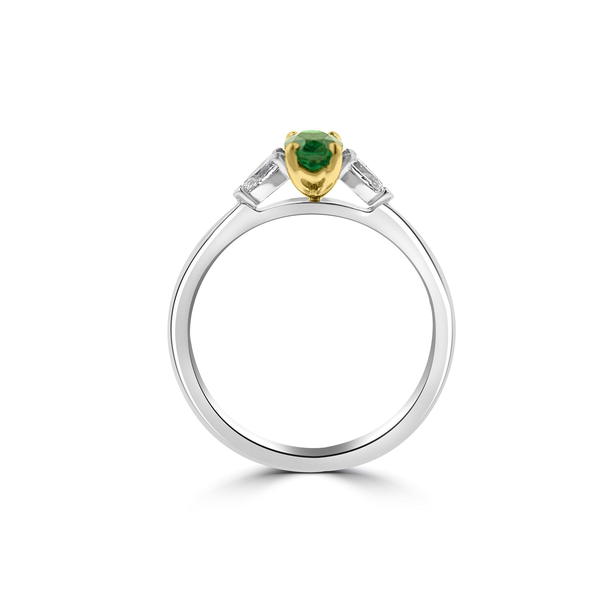 Platinum and Yellow Gold Emerald and Diamond Ring