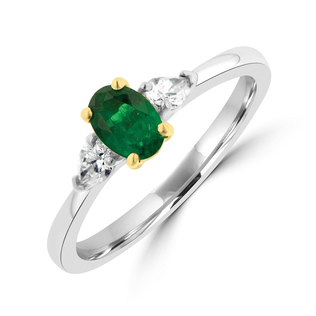Platinum and Yellow Gold Emerald and Diamond Ring
