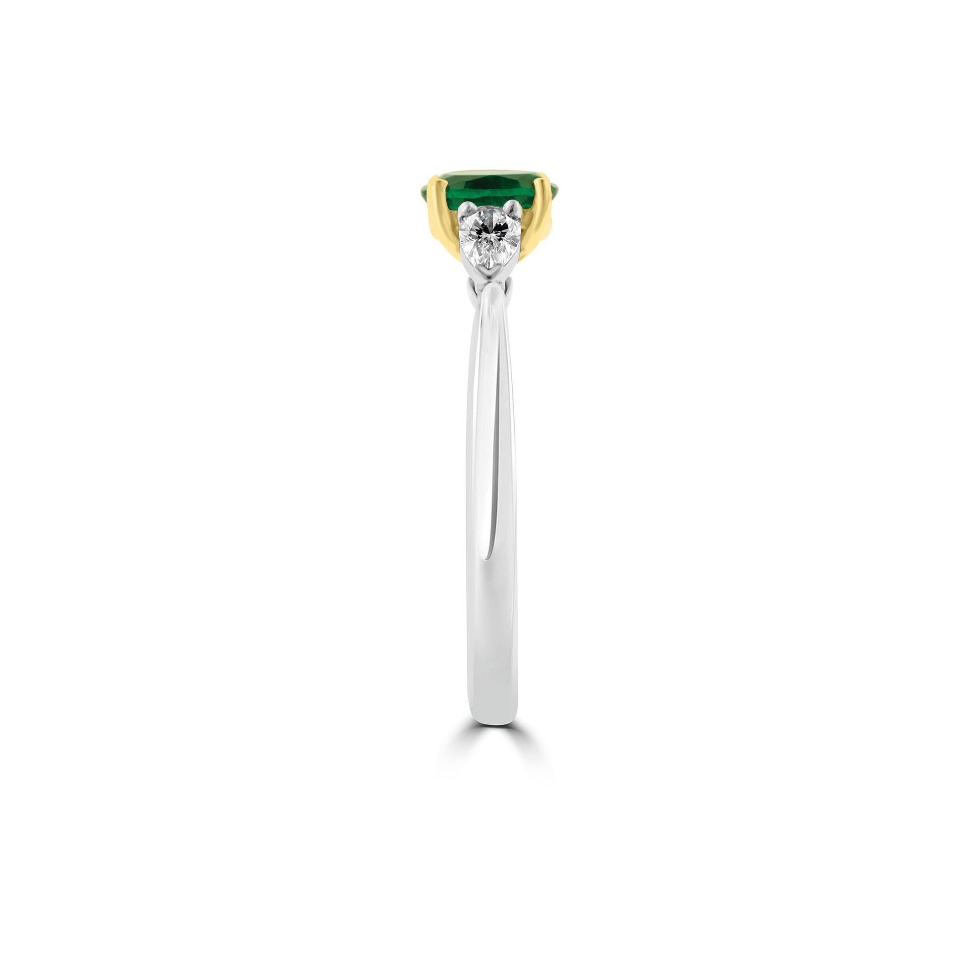 Platinum and Yellow Gold Emerald and Diamond Ring