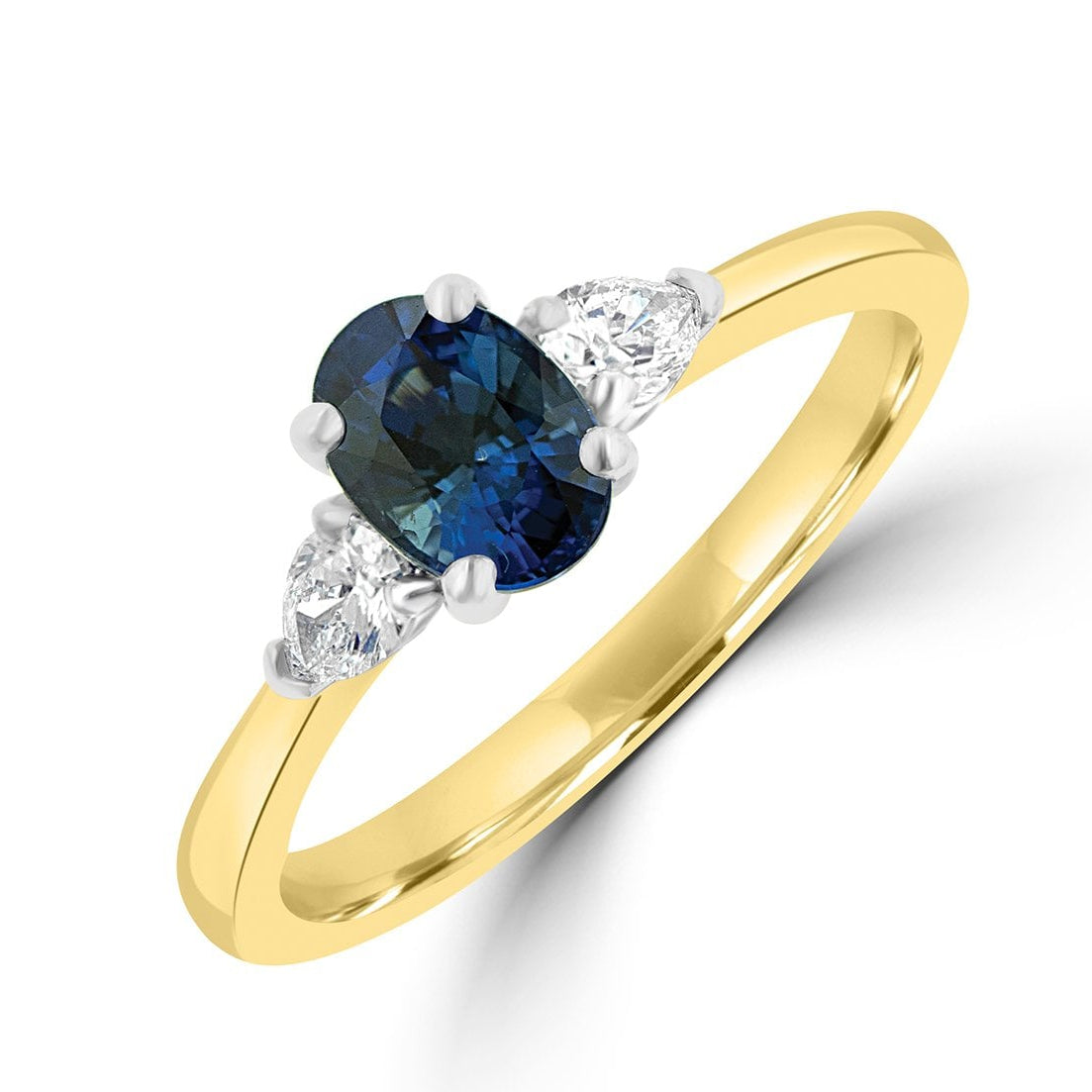 Sapphire and Diamond Three Stone Ring