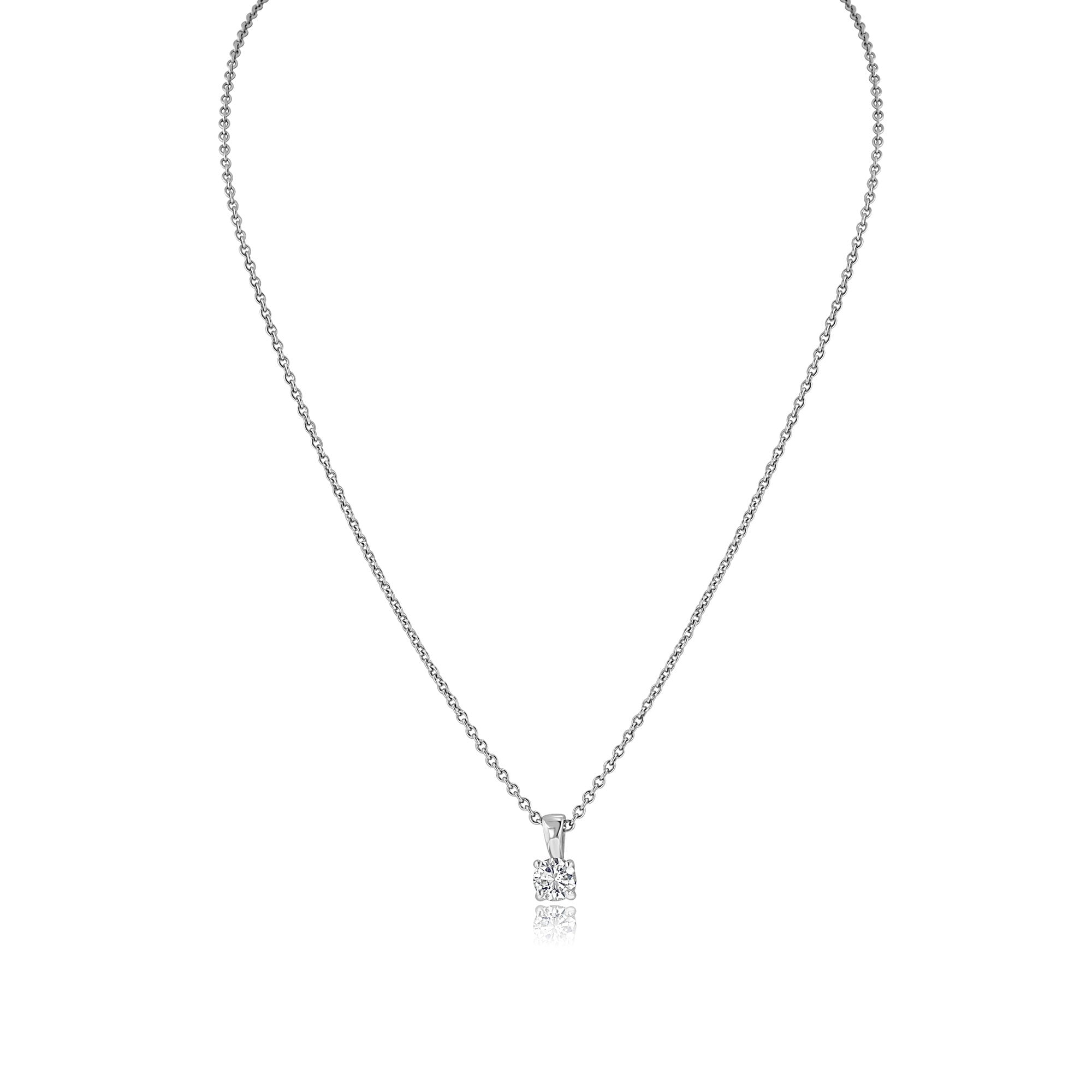 18ct White Gold Single F/E Colour Diamond 18" Necklace