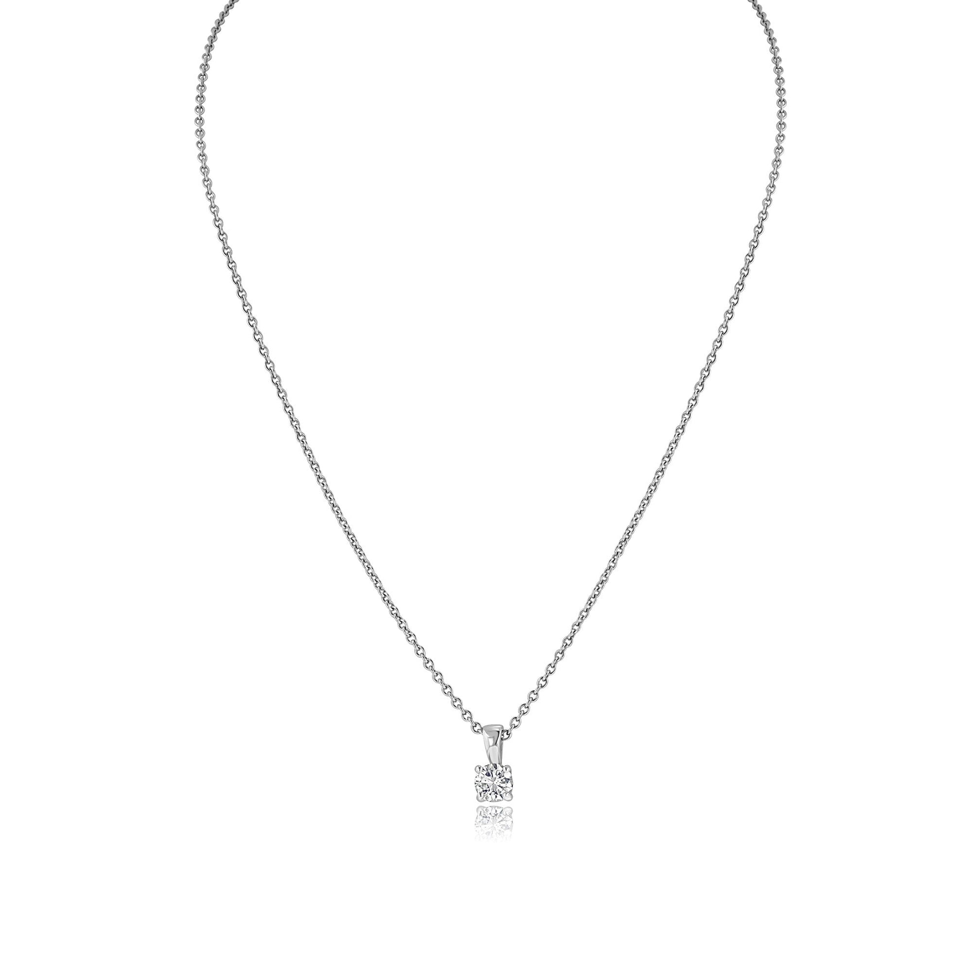 18ct White Gold Single F/E Colour Diamond 18" Necklace