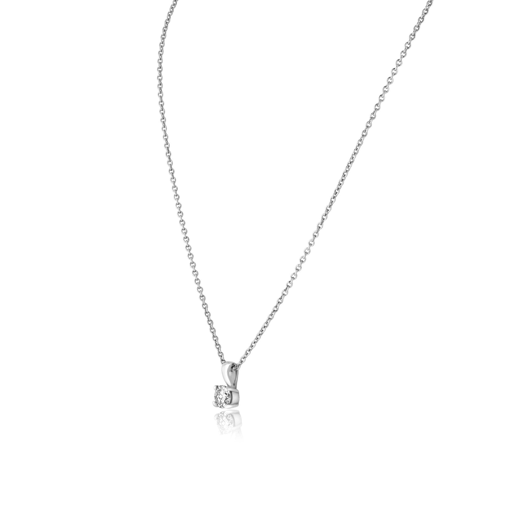 18ct White Gold Single F/E Colour Diamond 18" Necklace