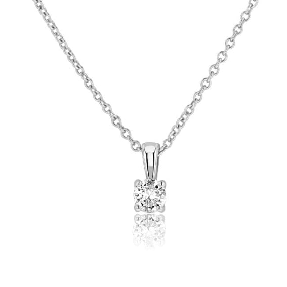 9ct White Gold Diamond 0.40ct Necklace with 16-18" Chain