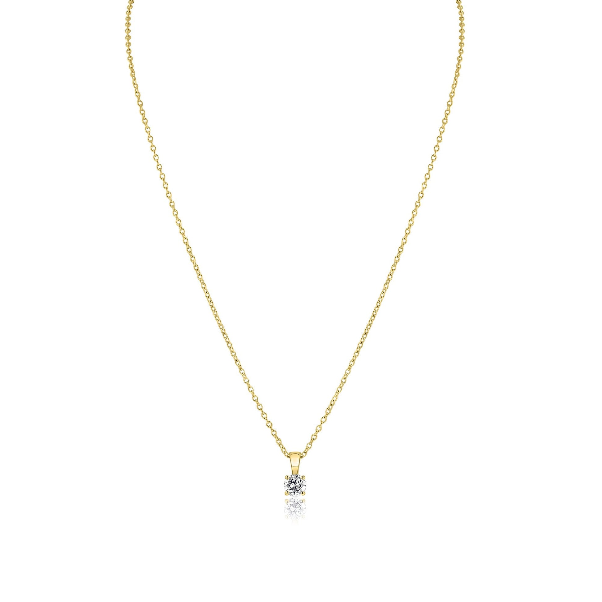 9ct Yellow Gold Single Diamond 0.40ct 18" Necklace
