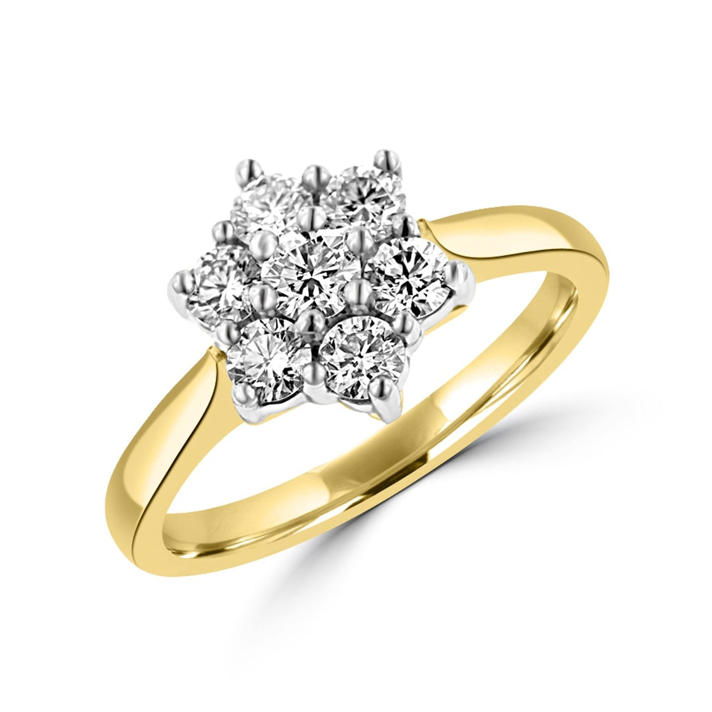 18ct Yellow Gold & Platinum Diamond Cluster Ring