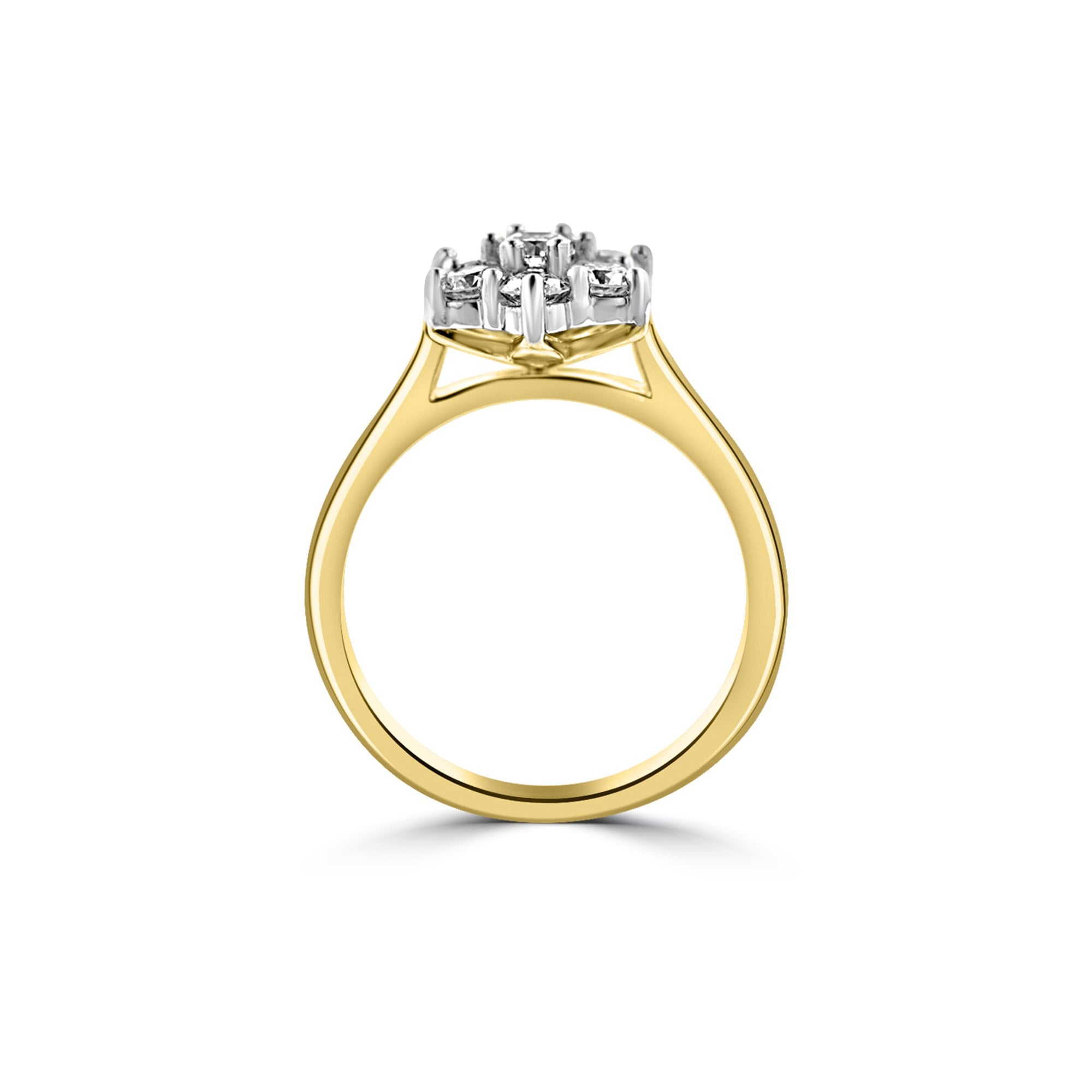 18ct Yellow Gold & Platinum Diamond Cluster Ring