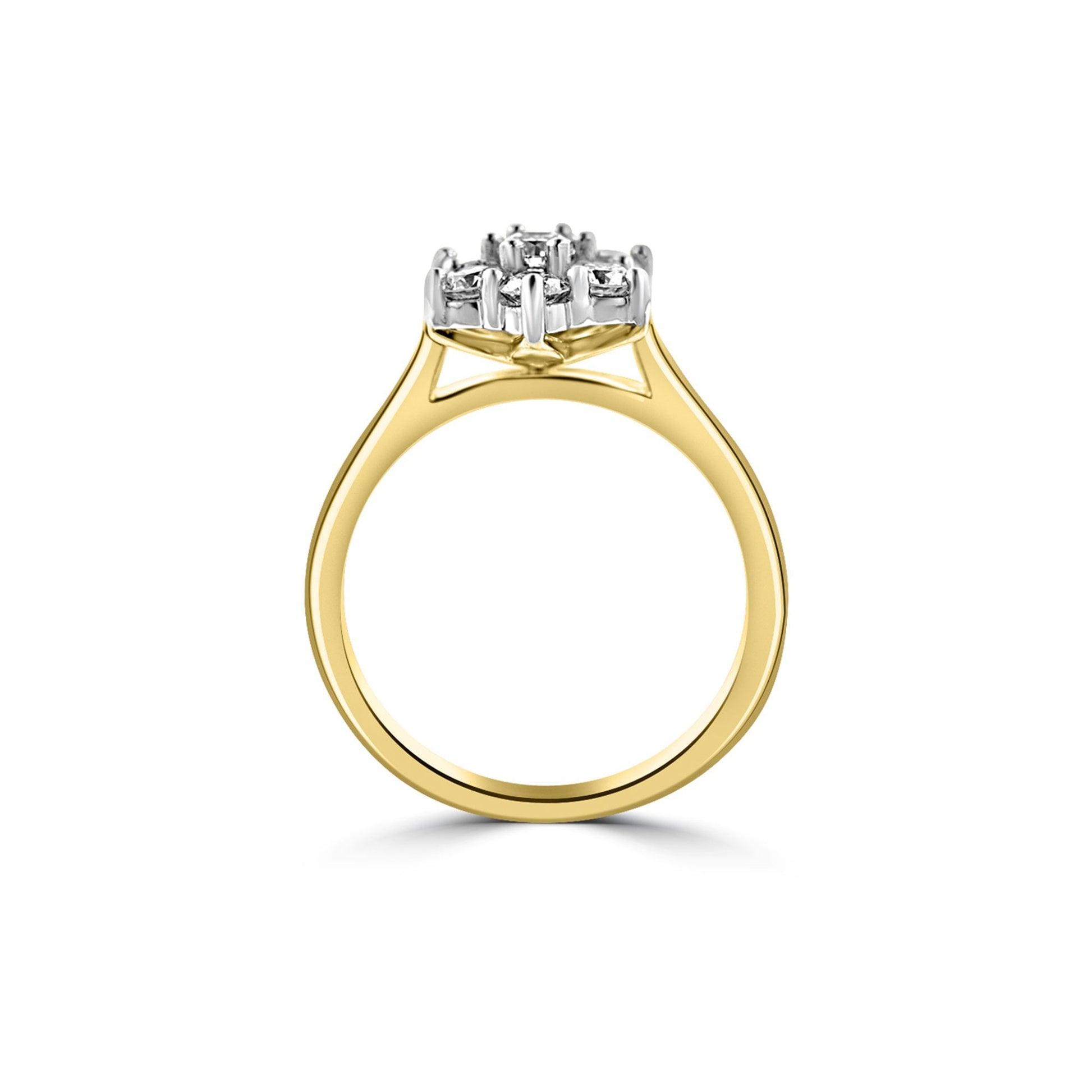18ct Yellow Gold & Platinum Diamond Cluster Ring