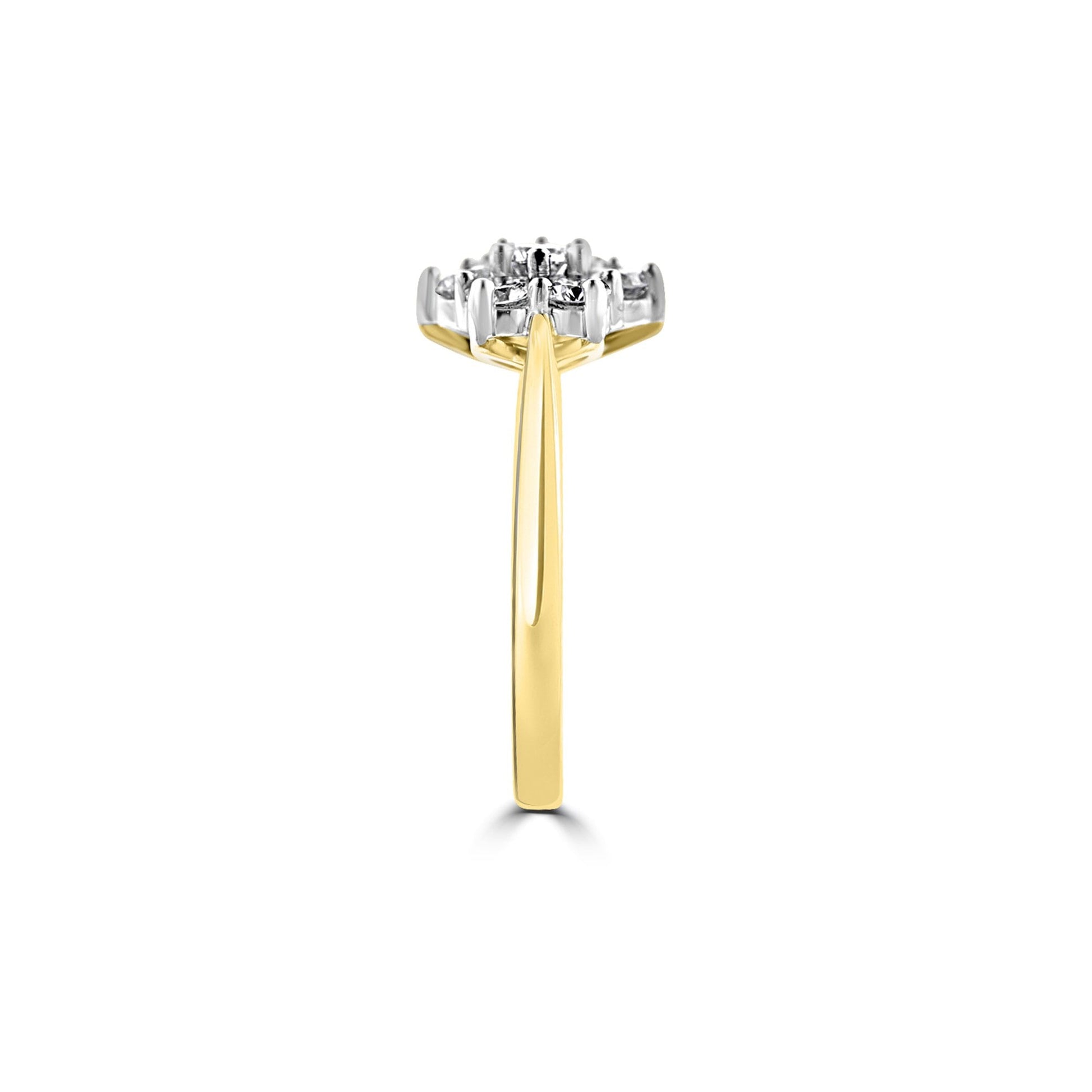 18ct Yellow Gold & Platinum Diamond Cluster Ring