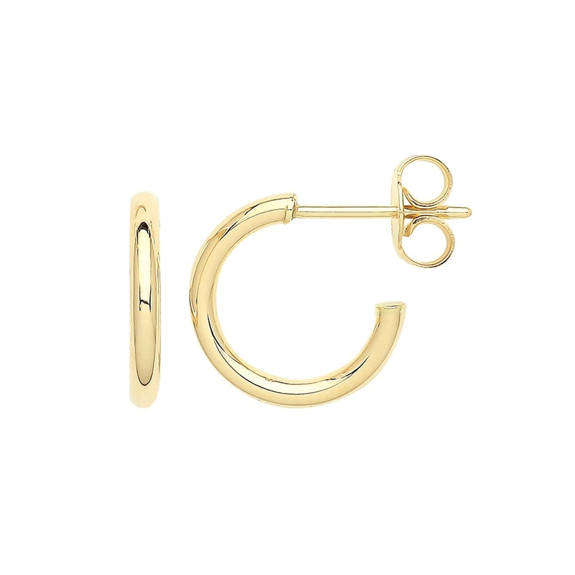 9ct Yellow Gold 12mm 3/4 Hoop Earrings