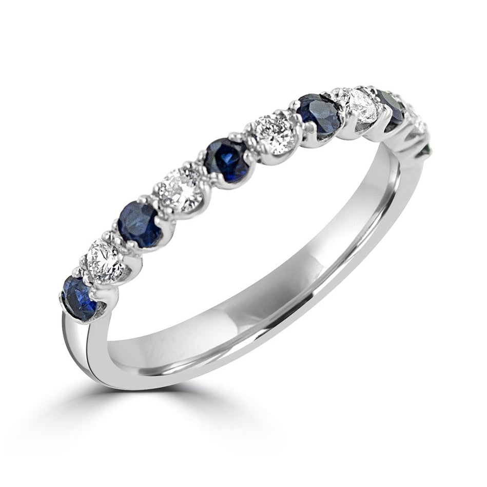 2.5mm Wide Sapphire and Diamond Band Ring in Platinum