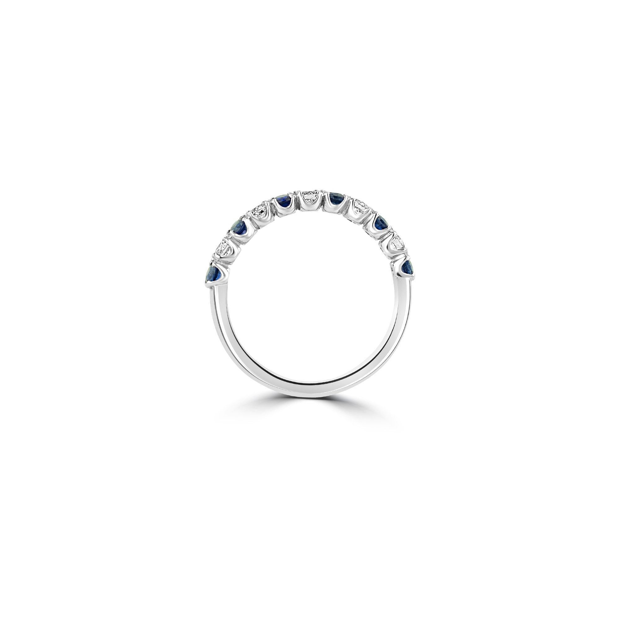 2.5mm Wide Sapphire and Diamond Band Ring in Platinum