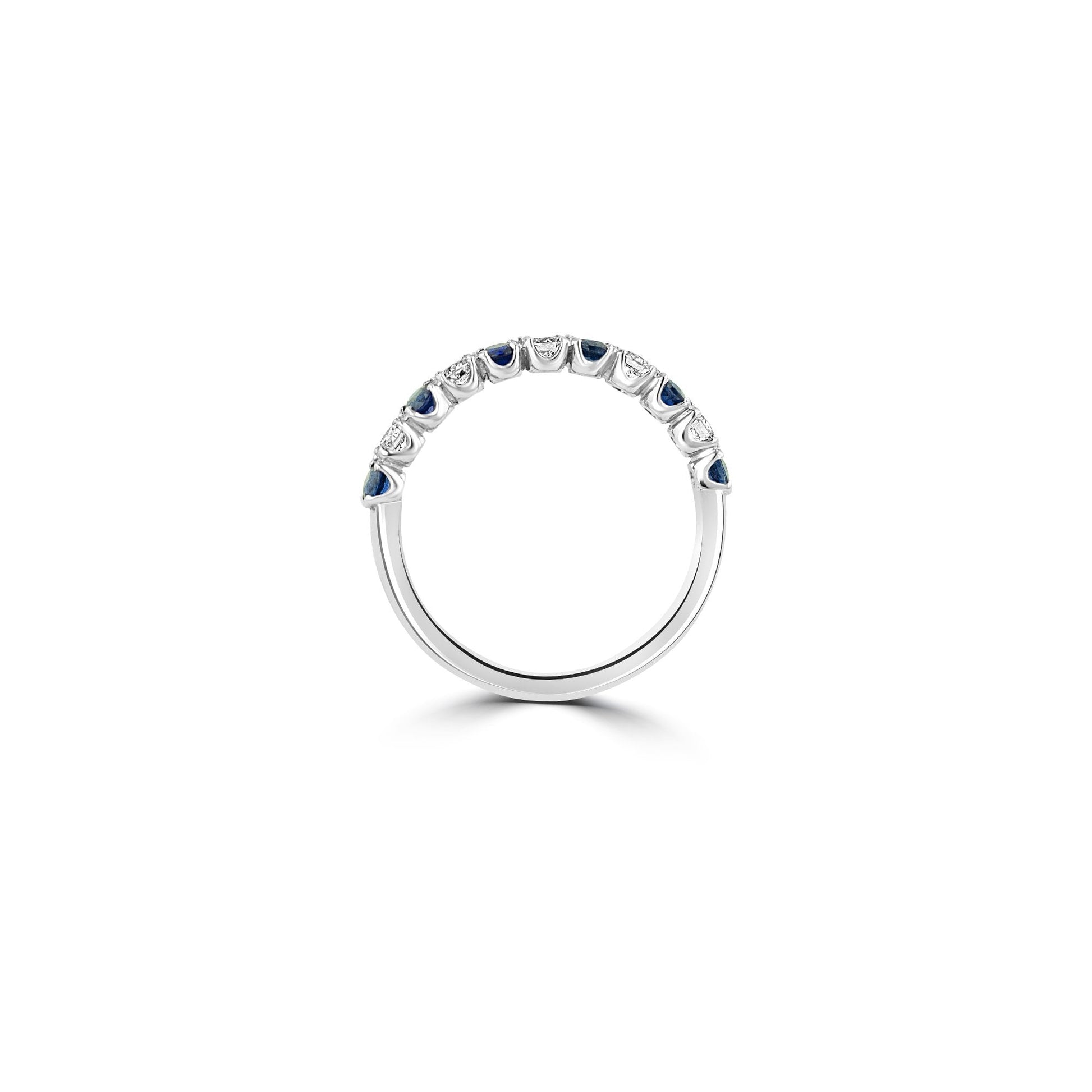 2.5mm Wide Sapphire and Diamond Band Ring in Platinum