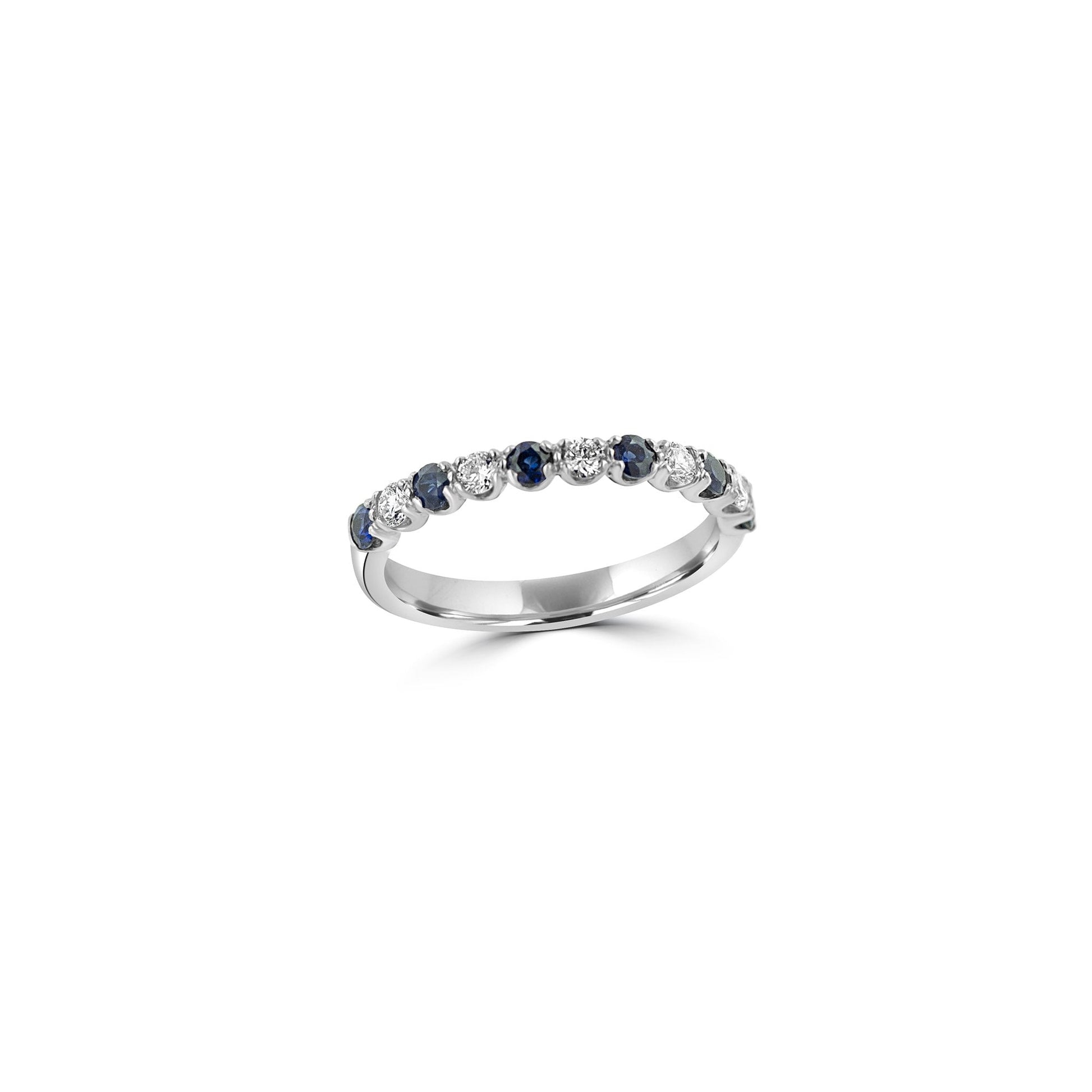 2.5mm Wide Sapphire and Diamond Band Ring in Platinum