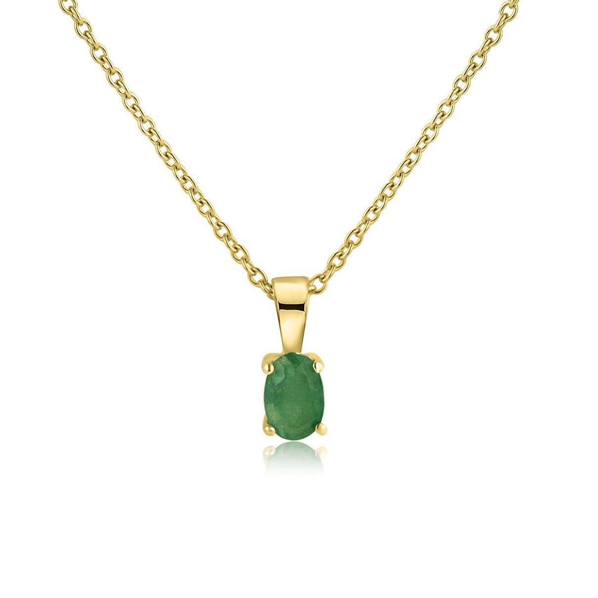 9ct Yellow Gold Emerald Pendant With a Fine Chain