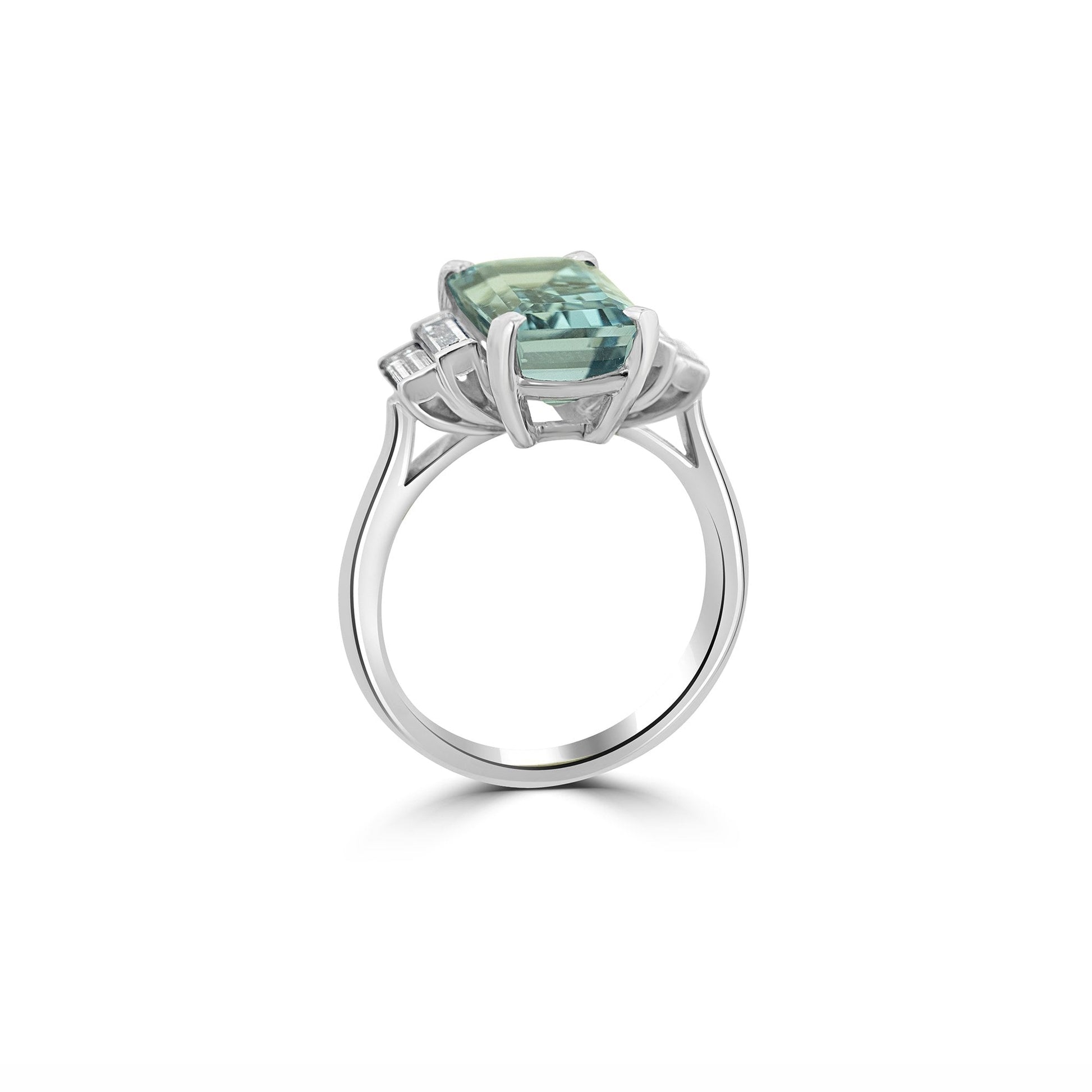 Platinum 4.92ct Aquamarine and Diamond Ring