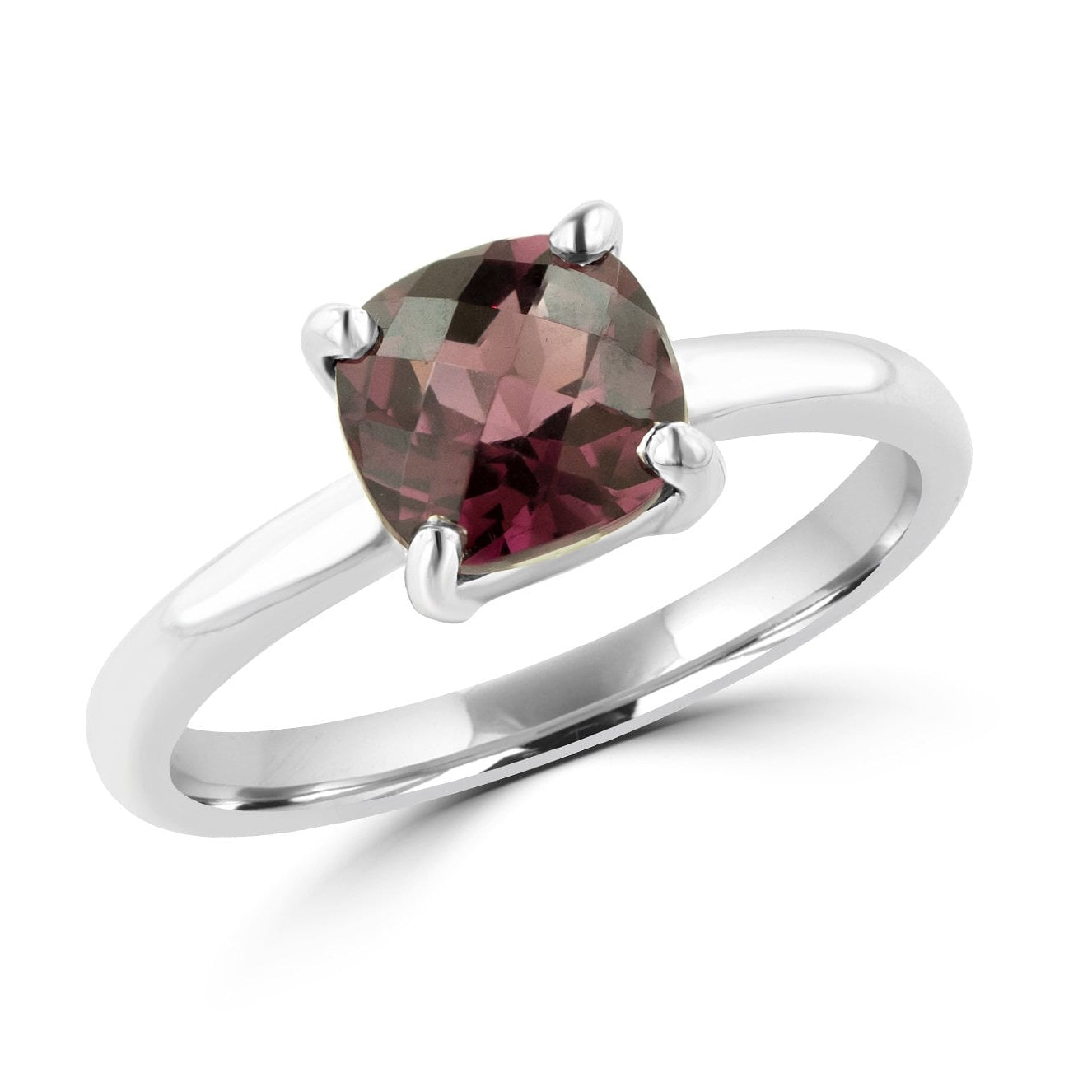9ct White Gold 1.96ct Checkerboard Cushion Rhodalite Garnet Ring