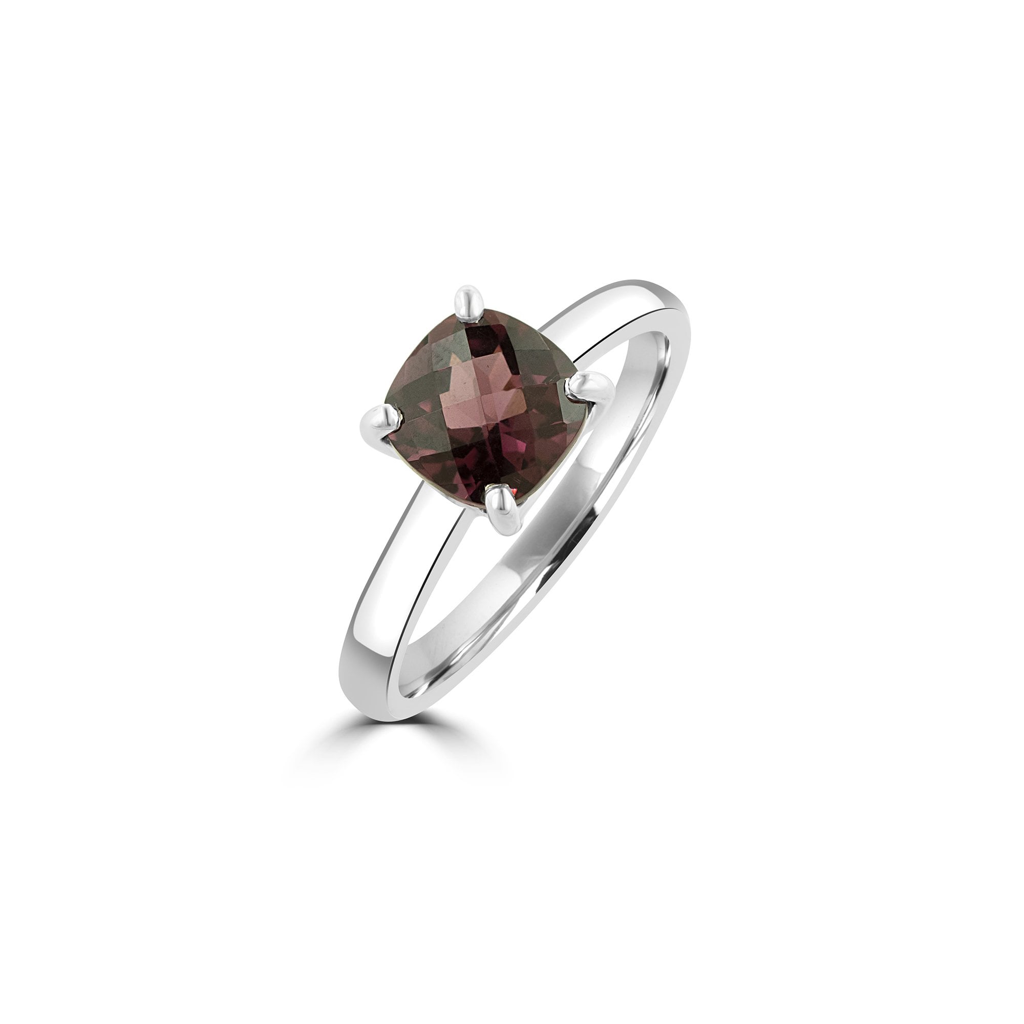9ct White Gold 1.96ct Checkerboard Cushion Rhodalite Garnet Ring