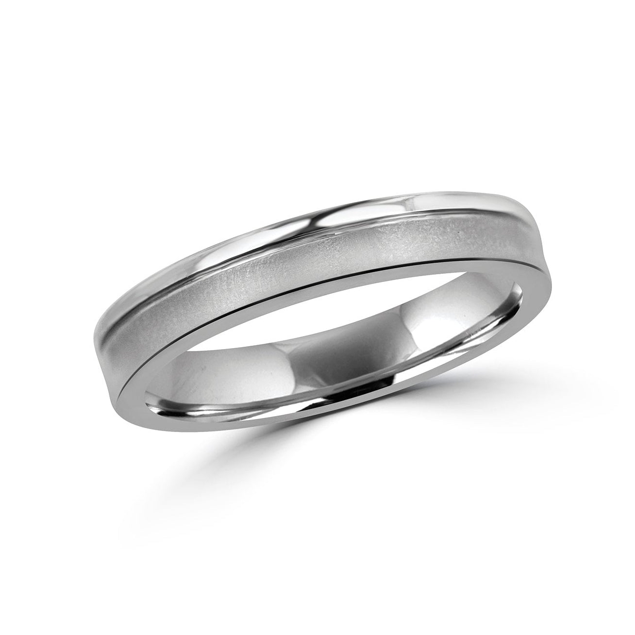 4mm Brushed Titanium Flat Top Inner Court Polished & Matt Wedding Ring