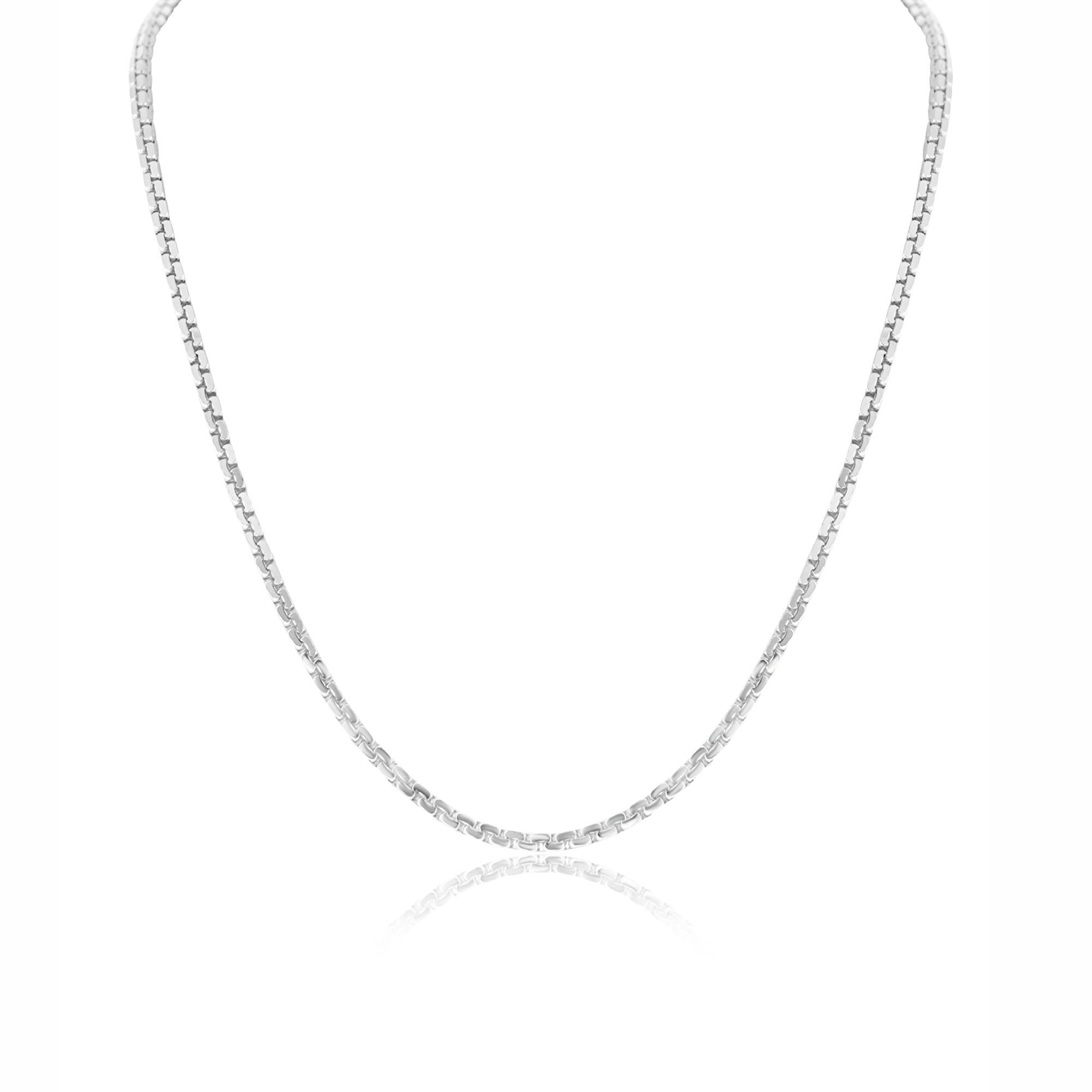 24" Sterling Silver Continuous Filed Box Belcher Chain