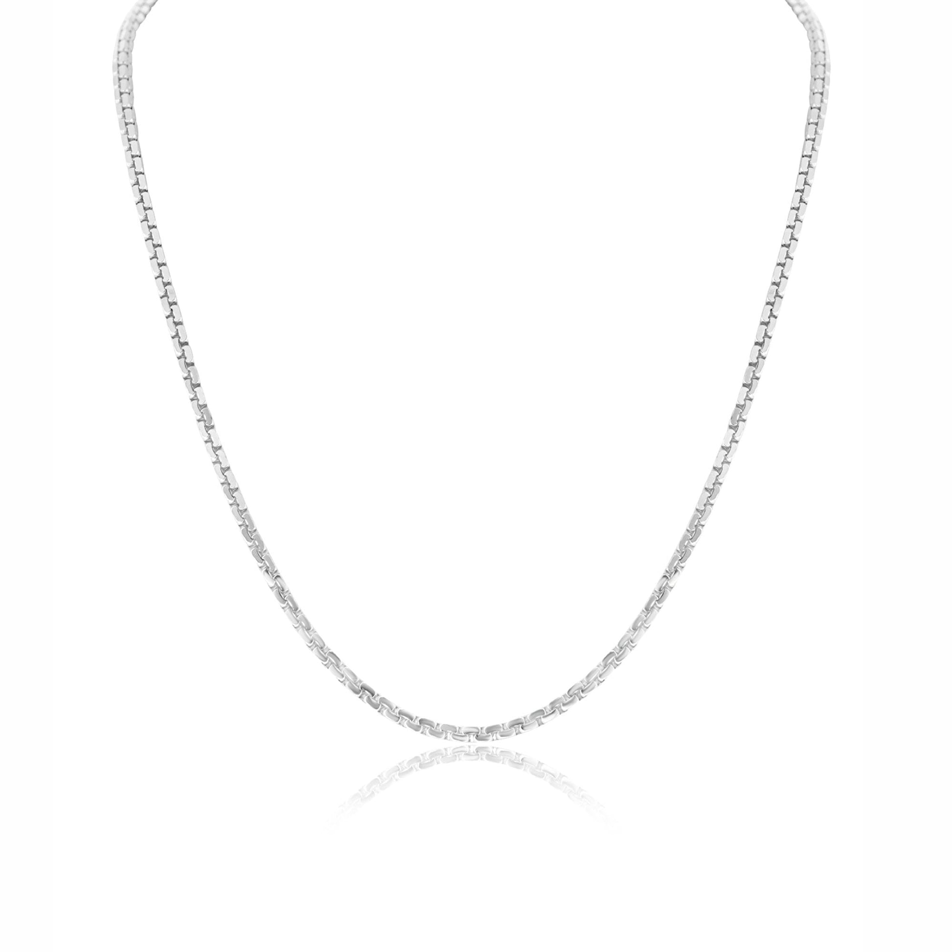 24" Sterling Silver Continuous Filed Box Belcher Chain
