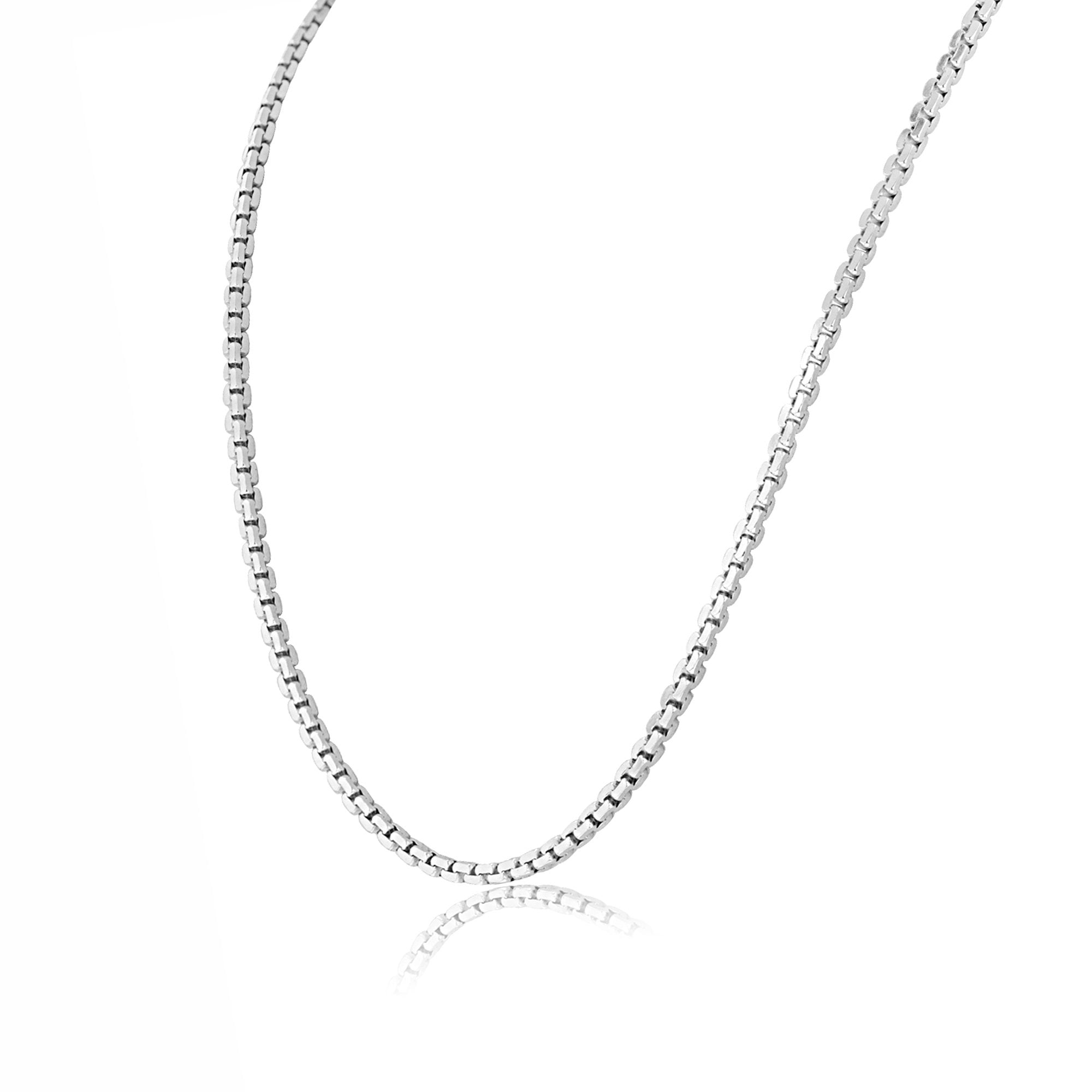 24" Sterling Silver Continuous Filed Box Belcher Chain