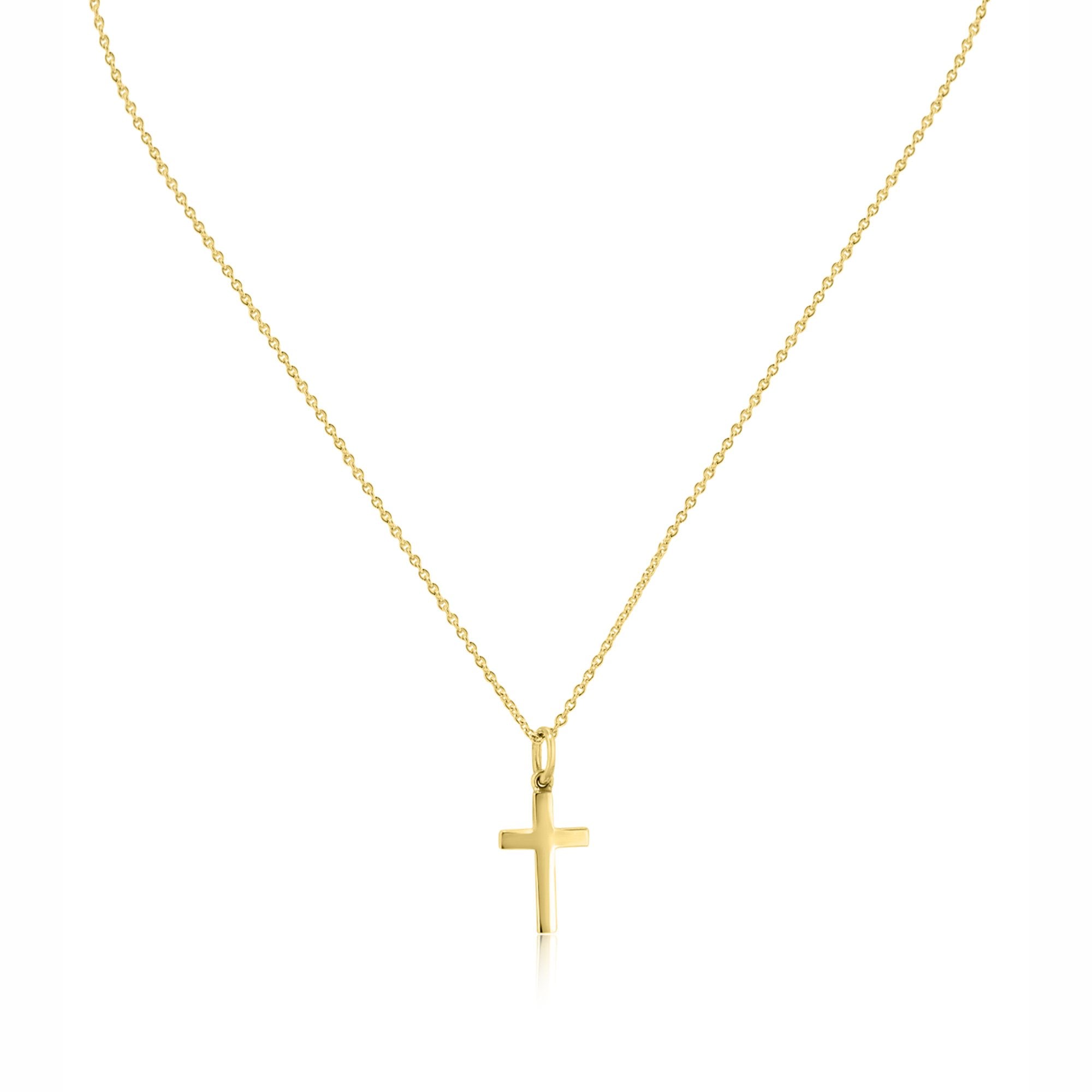 9ct Yellow Gold 15mm x 9mm Cross With Adjustable 16"-18" Fine Trace Chain