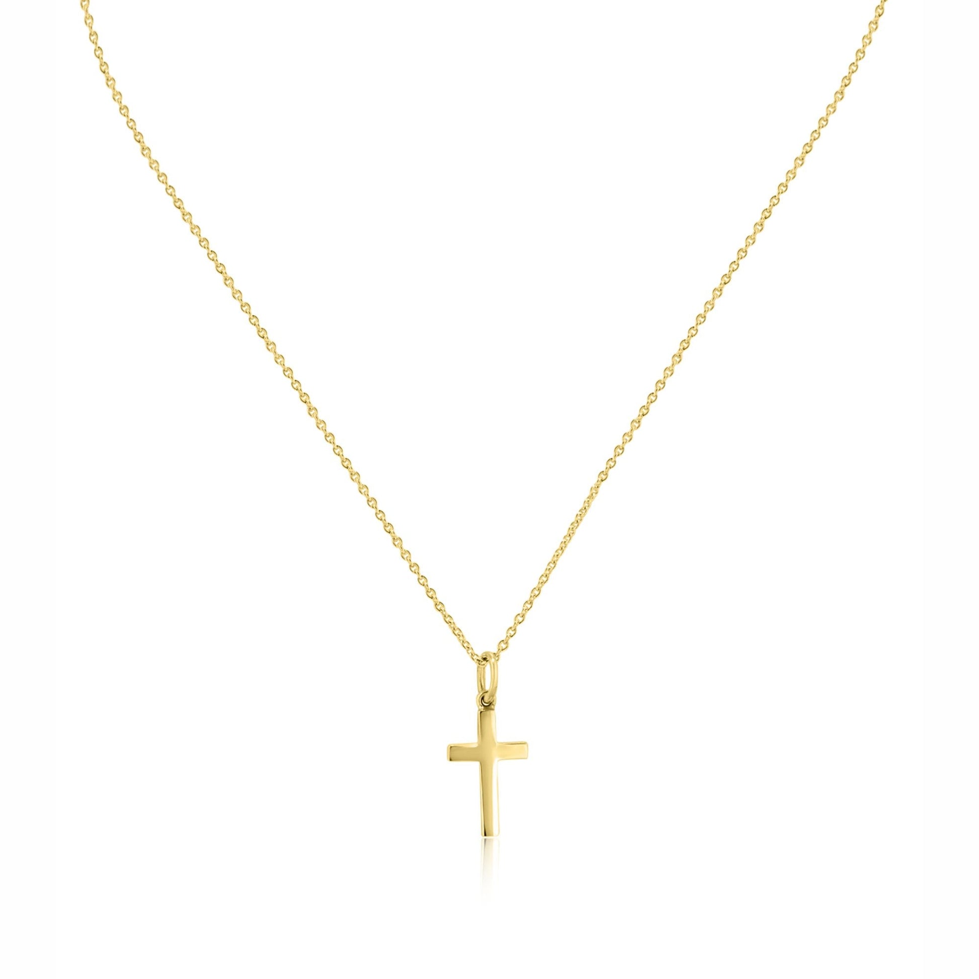 9ct Yellow Gold 15mm x 9mm Cross With Adjustable 16"-18" Fine Trace Chain