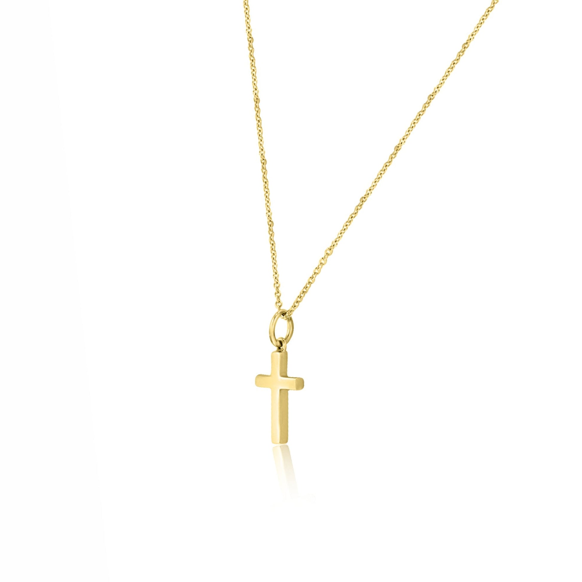 9ct Yellow Gold 15mm x 9mm Cross With Adjustable 16"-18" Fine Trace Chain