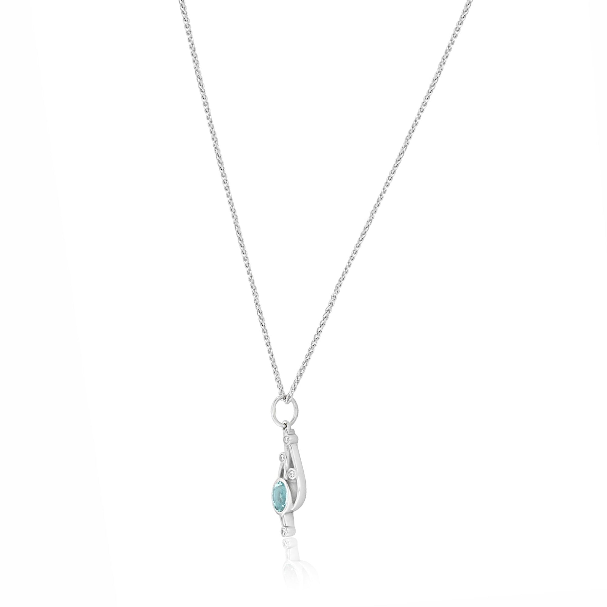 9ct White Gold Aquamarine and Diamond Necklace