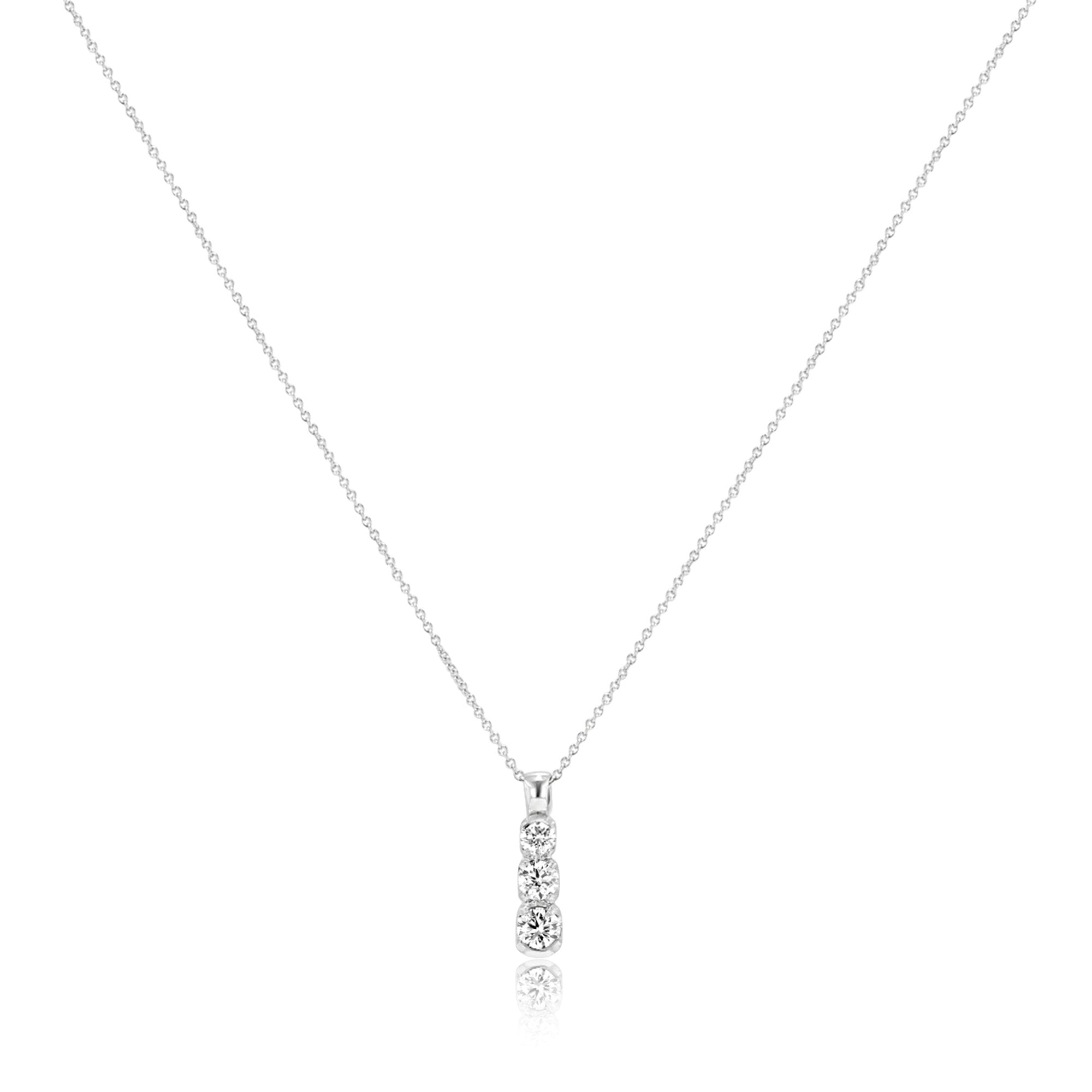 18ct White Gold 0.71ct Round Diamond Trilogy Necklace