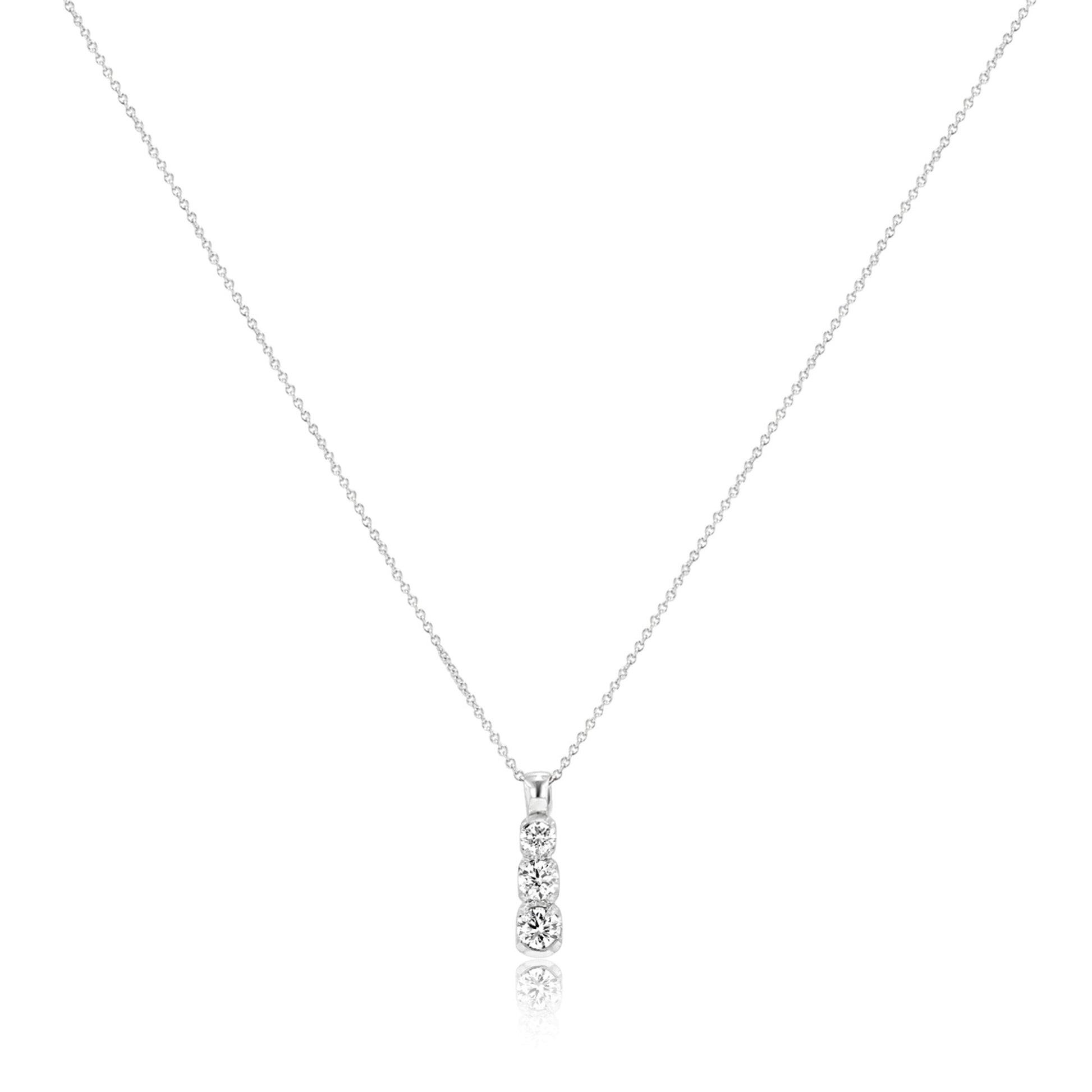 18ct White Gold 0.71ct Round Diamond Trilogy Necklace