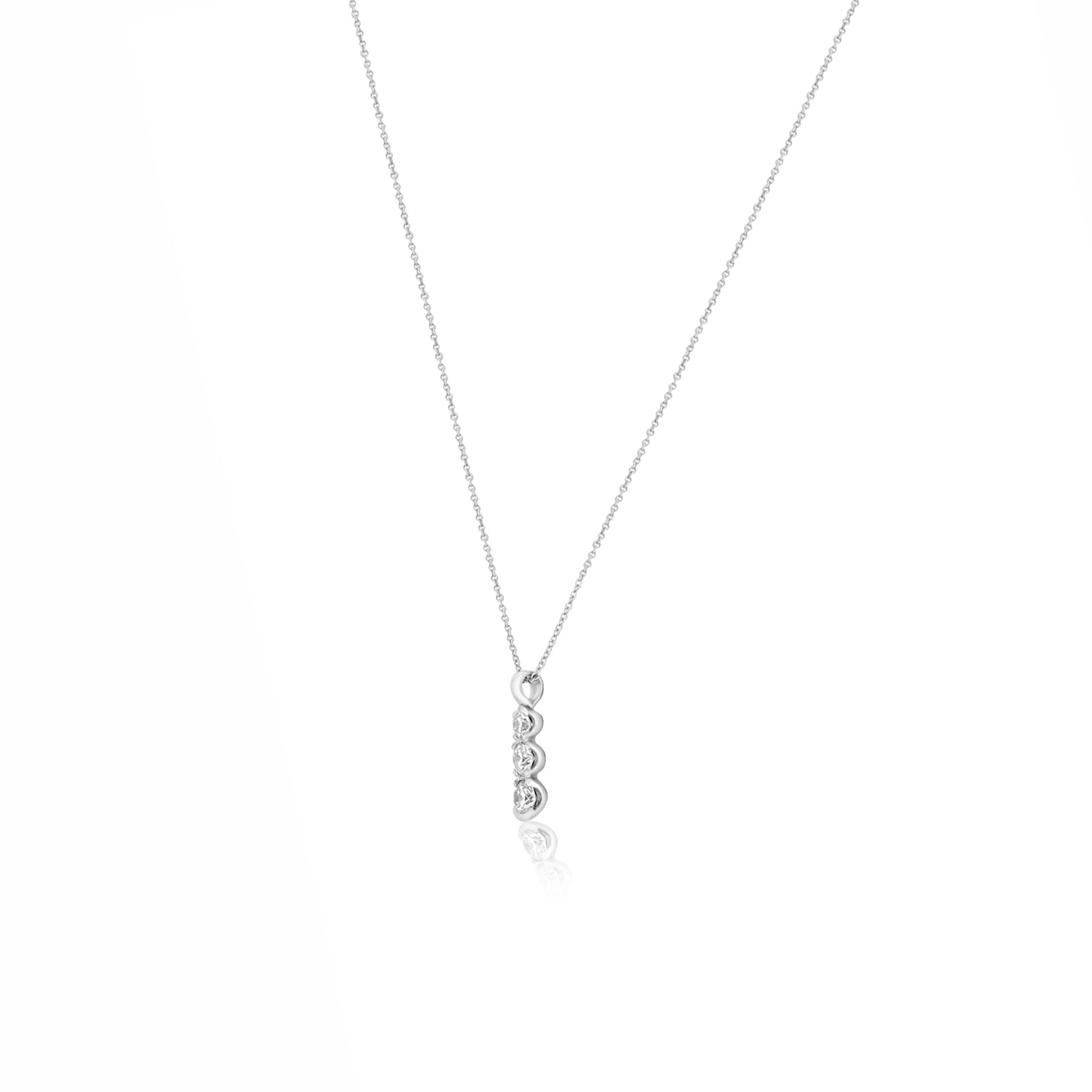 18ct White Gold 0.71ct Round Diamond Trilogy Necklace