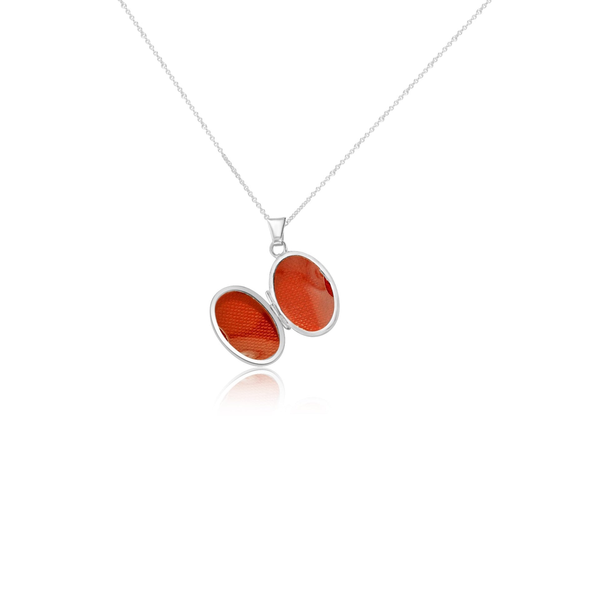 Silver Engraved Oval Locket Necklace