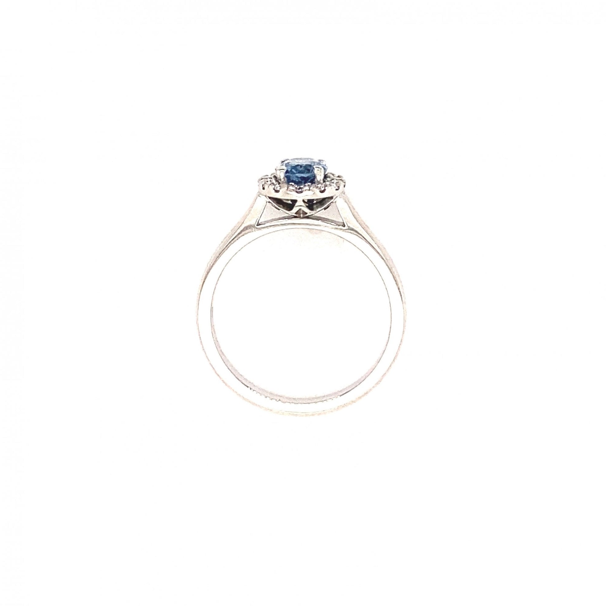 Platinum Aquamarine & Round Diamond Cluster Ring