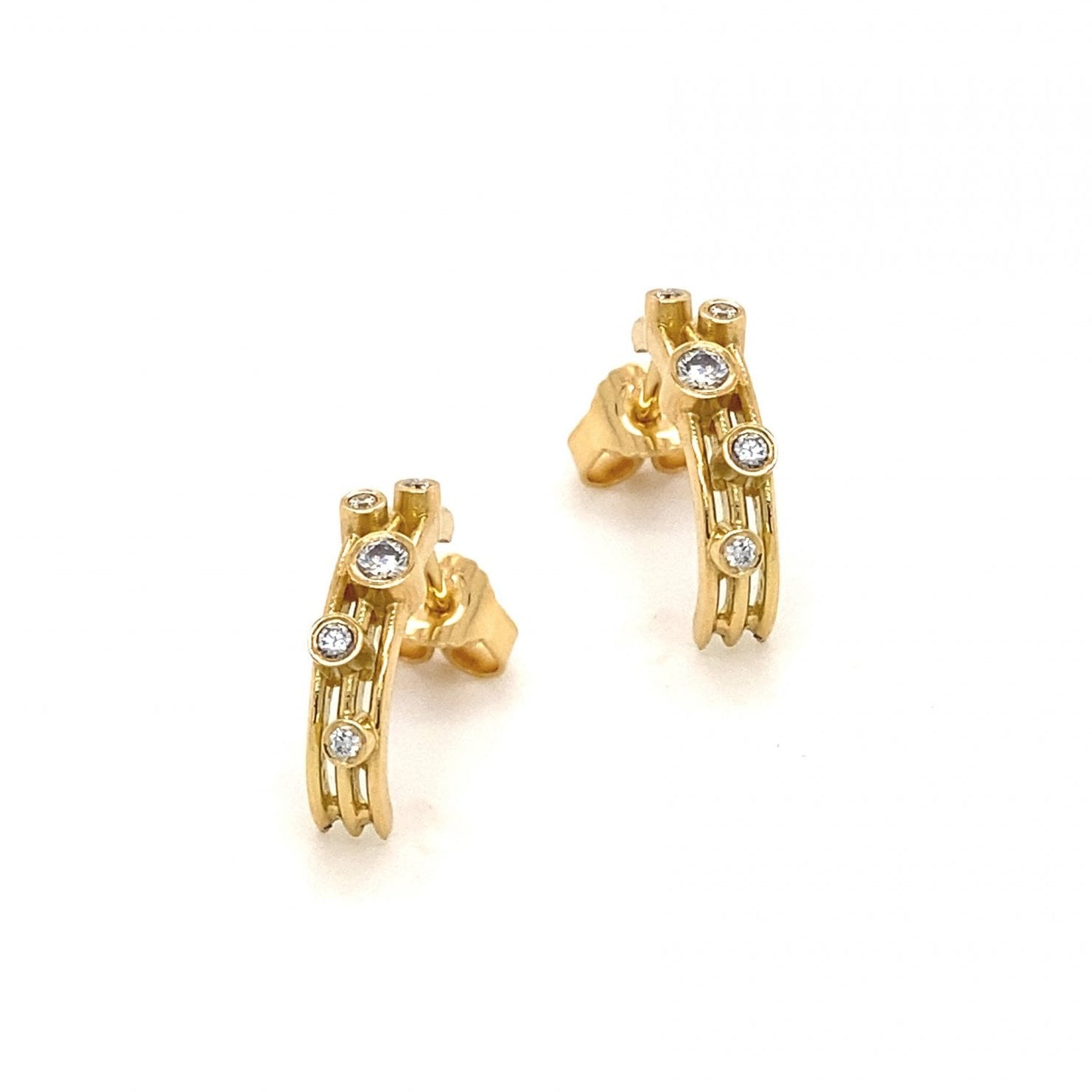 18ct Yellow Gold Cascata Half Hoop Diamond Earrings