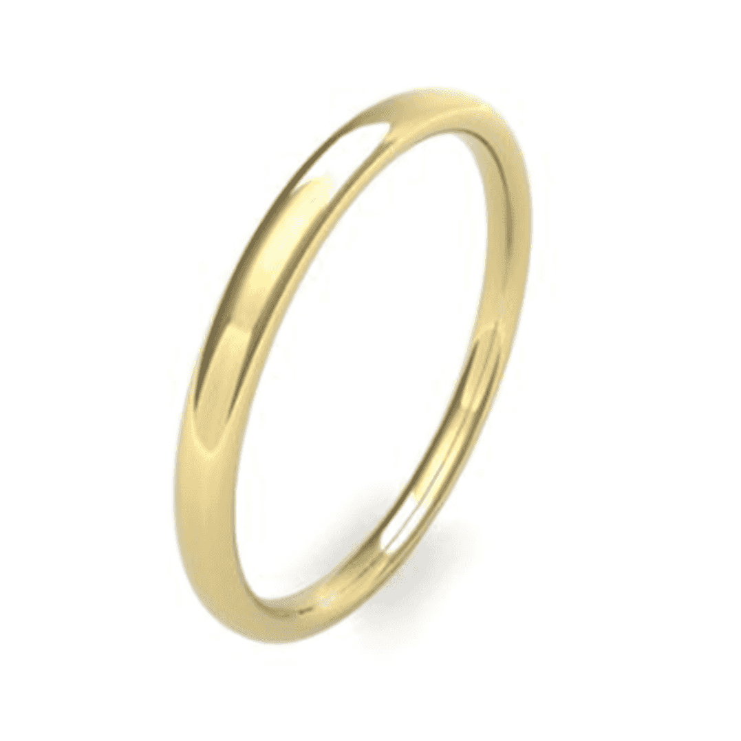 9ct Yellow Gold Slight Court 2mm Wide Band Ring