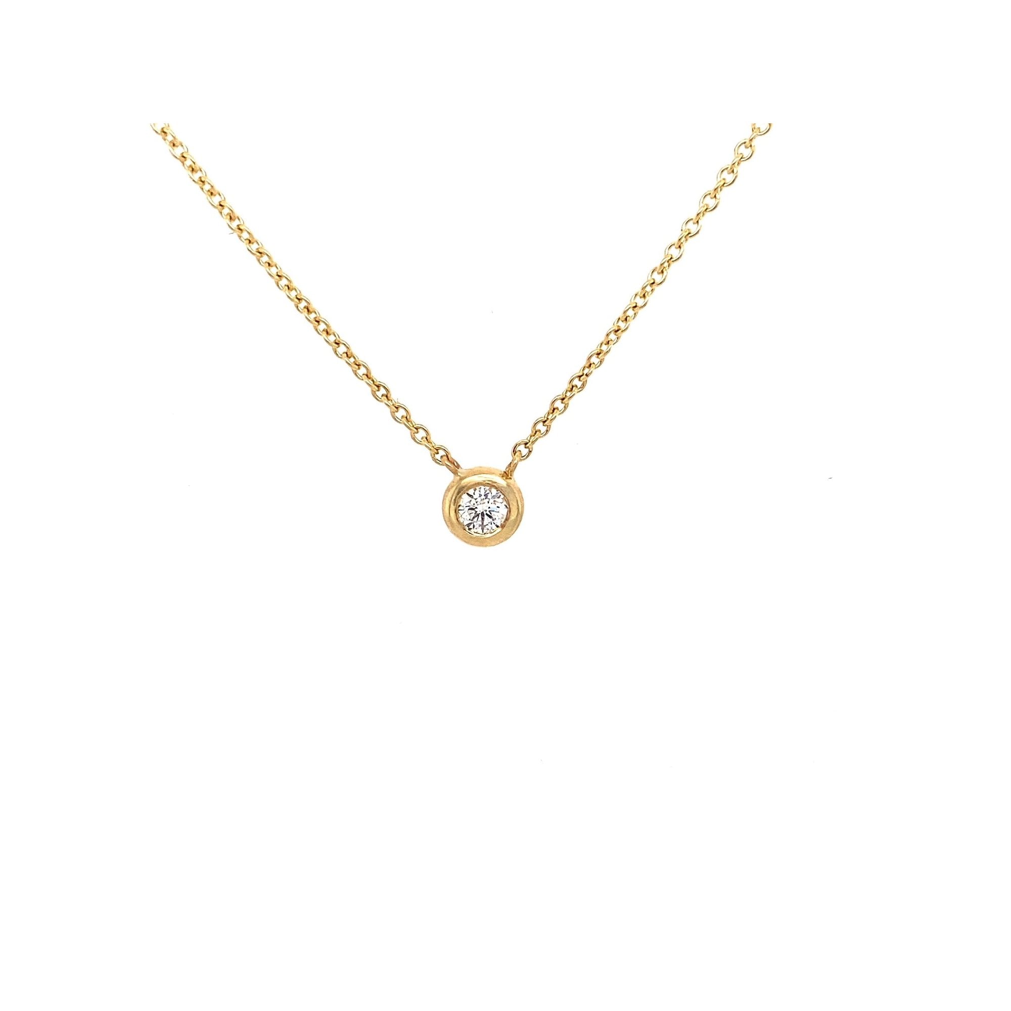 9ct Yellow Gold 0.14ct Round Diamond 'Donut' Pendant and Chain